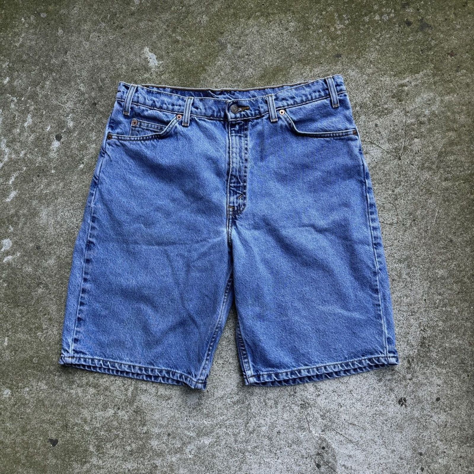 Levi's VINTAGE 90s LEVI'S 550 ORANGE TAB DENIM JEAN SHORTS JORTS Size US 34 / EU 50 - 2 Thumbnail