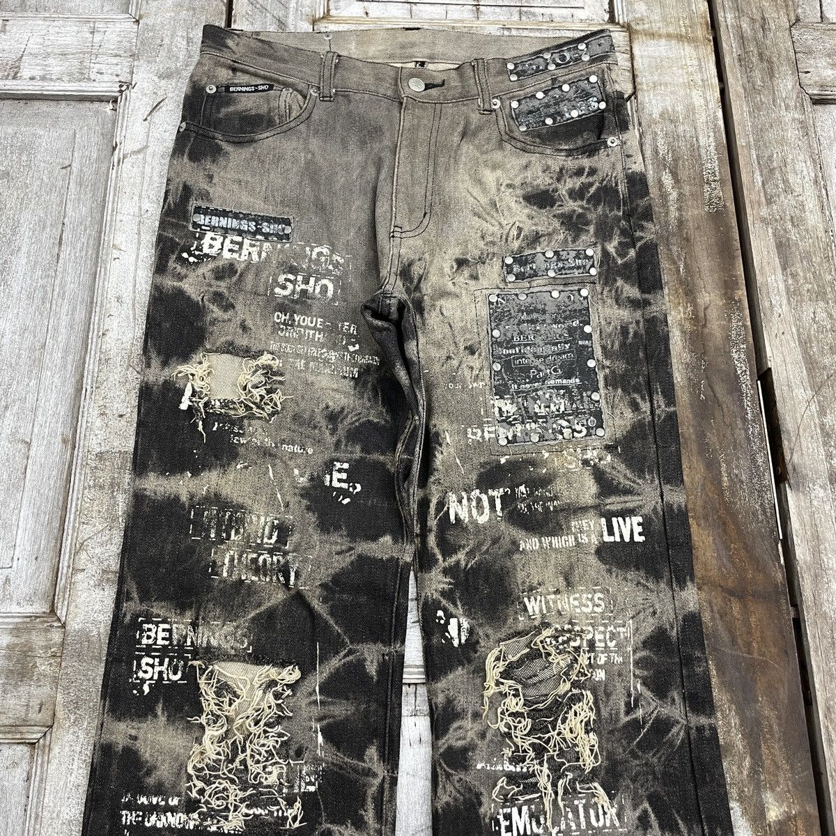 Hysteric Glamour × Japanese Brand Japanese Bernings Sho Printed Punk Bootcut Jeans wc 354 Size US 31 - 3 Thumbnail