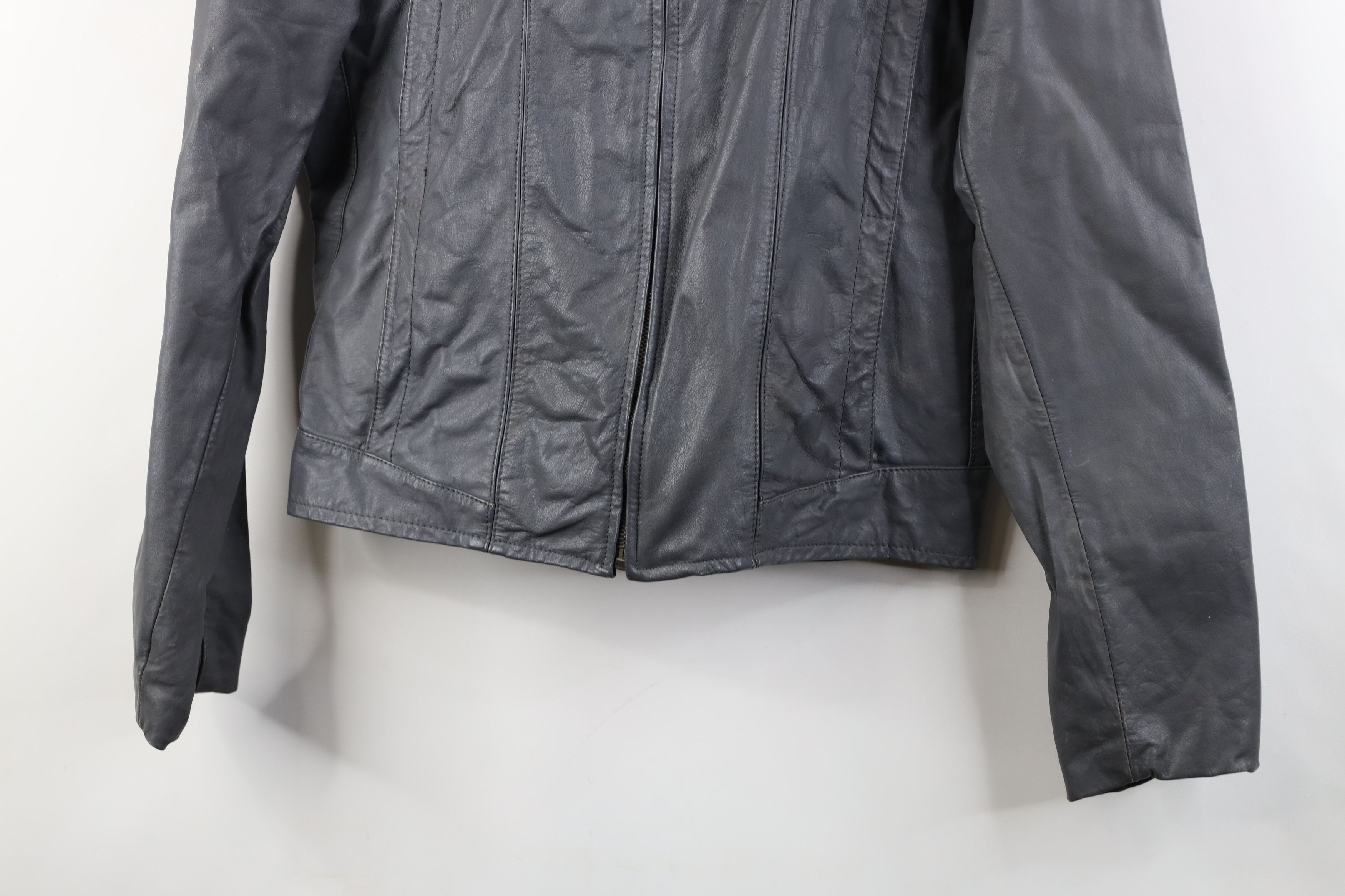 Vintage Vintage 80s 90s Streetwear Leather Racer Bomber Jacket Gray Size US XL / EU 56 / 4 - 3 Thumbnail