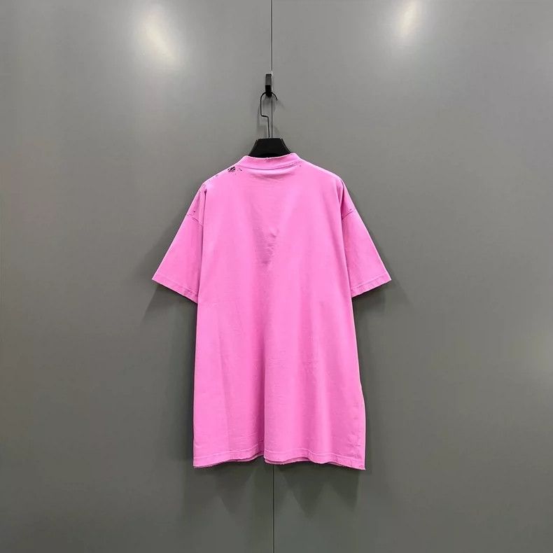 Balenciaga Balenciaga Pink letter logo printed short sleeves Size US L / EU 52-54 / 3 - 2 Thumbnail