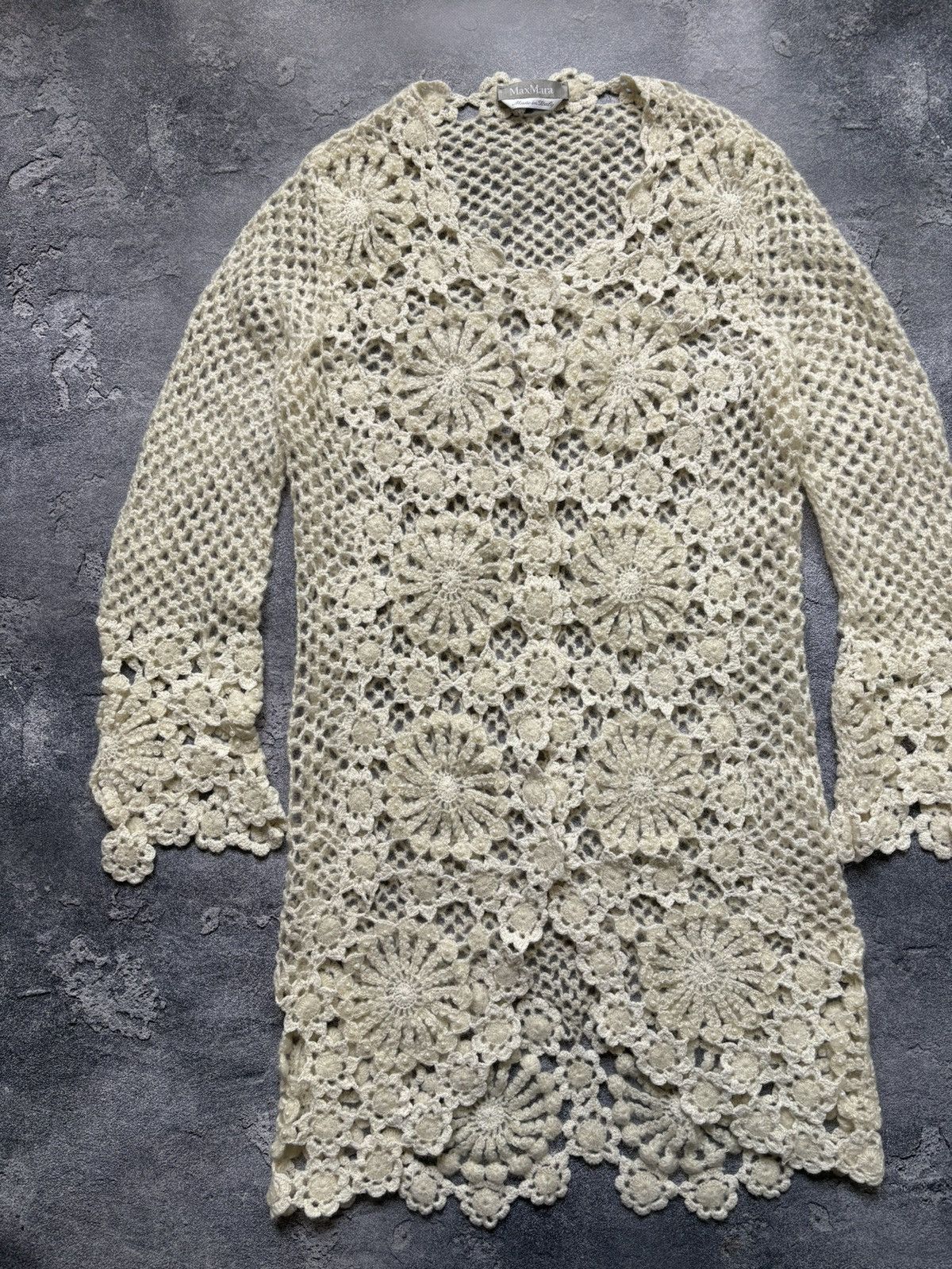 Max Mara Max Mara Luxury Knit Crochet Lace Beaded Pearl Cardigan Size M / US 6-8 / IT 42-44 - 2 Thumbnail
