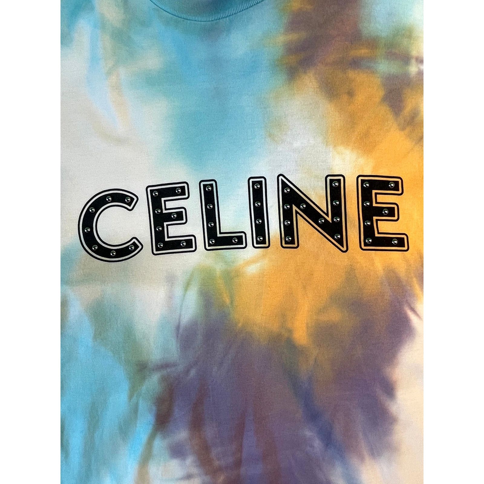 Celine Celine Studded Logo Tye Dye Multicolor Tee Size US S / EU 44-46 / 1 - 2 Thumbnail
