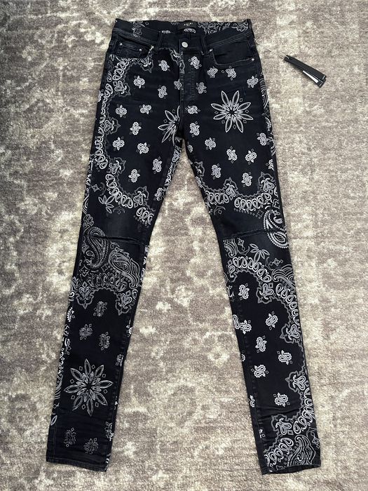 Amiri Amiri Bandana Flock Jean | Grailed