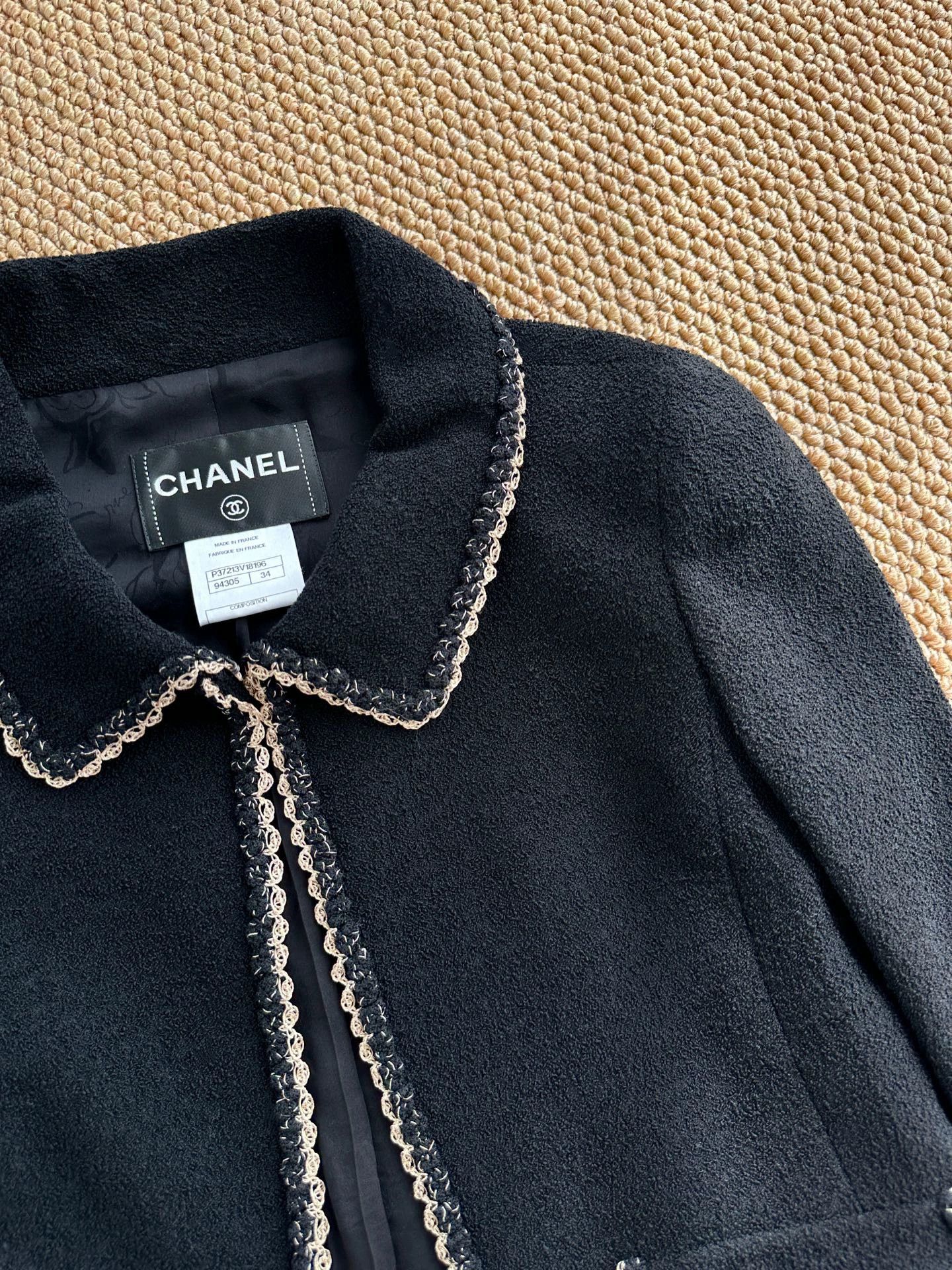 Chanel CHANEL 2013 wool blend gold lace waist jacket black Size XS / US 0-2 / IT 36-38 - 5 Thumbnail