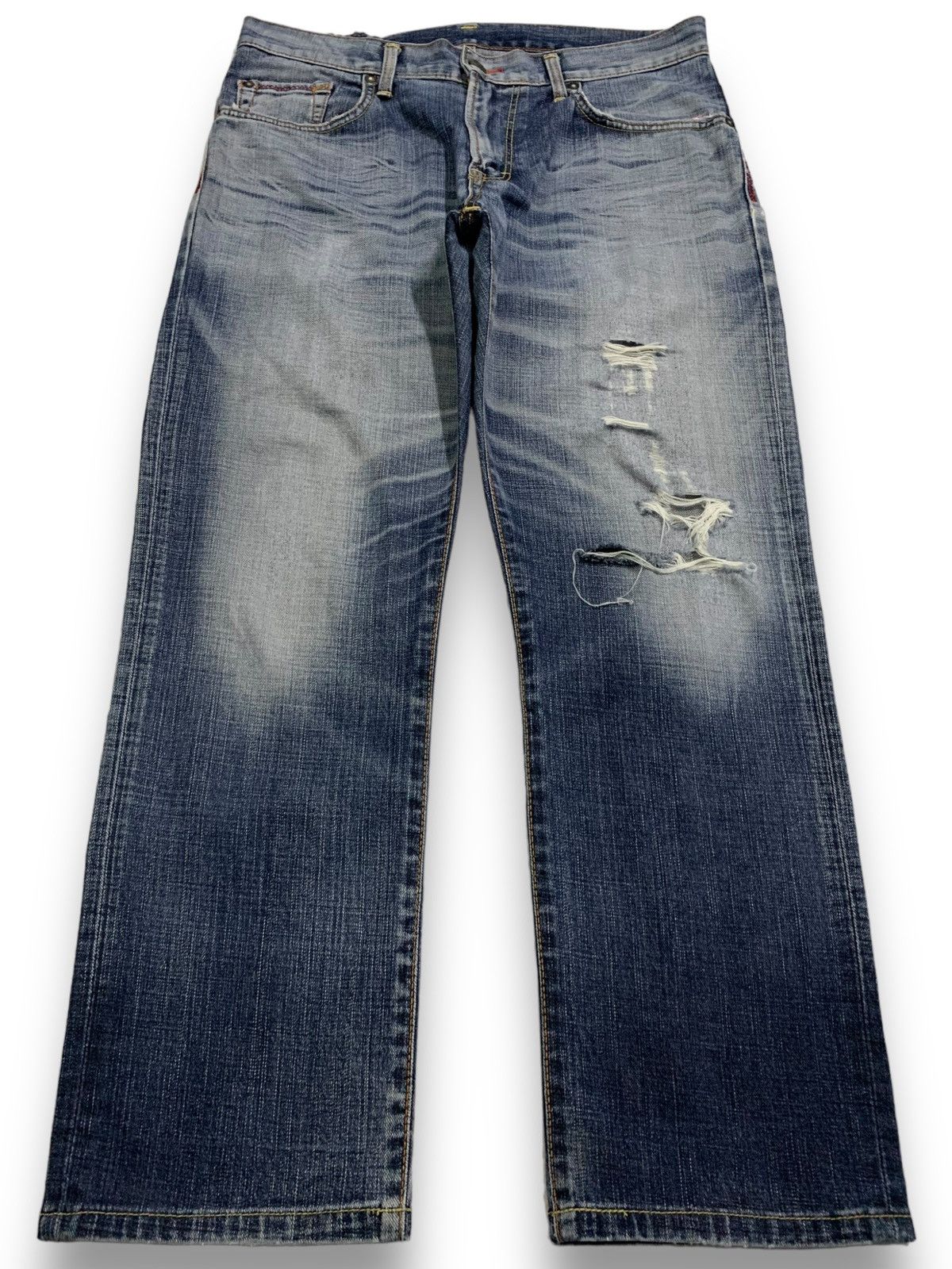 Edwin Vintage Edwin Blue Trip Relaxed Fit Distressed Grunge Jeans Size US 34 / EU 50 - 1 Thumbnail