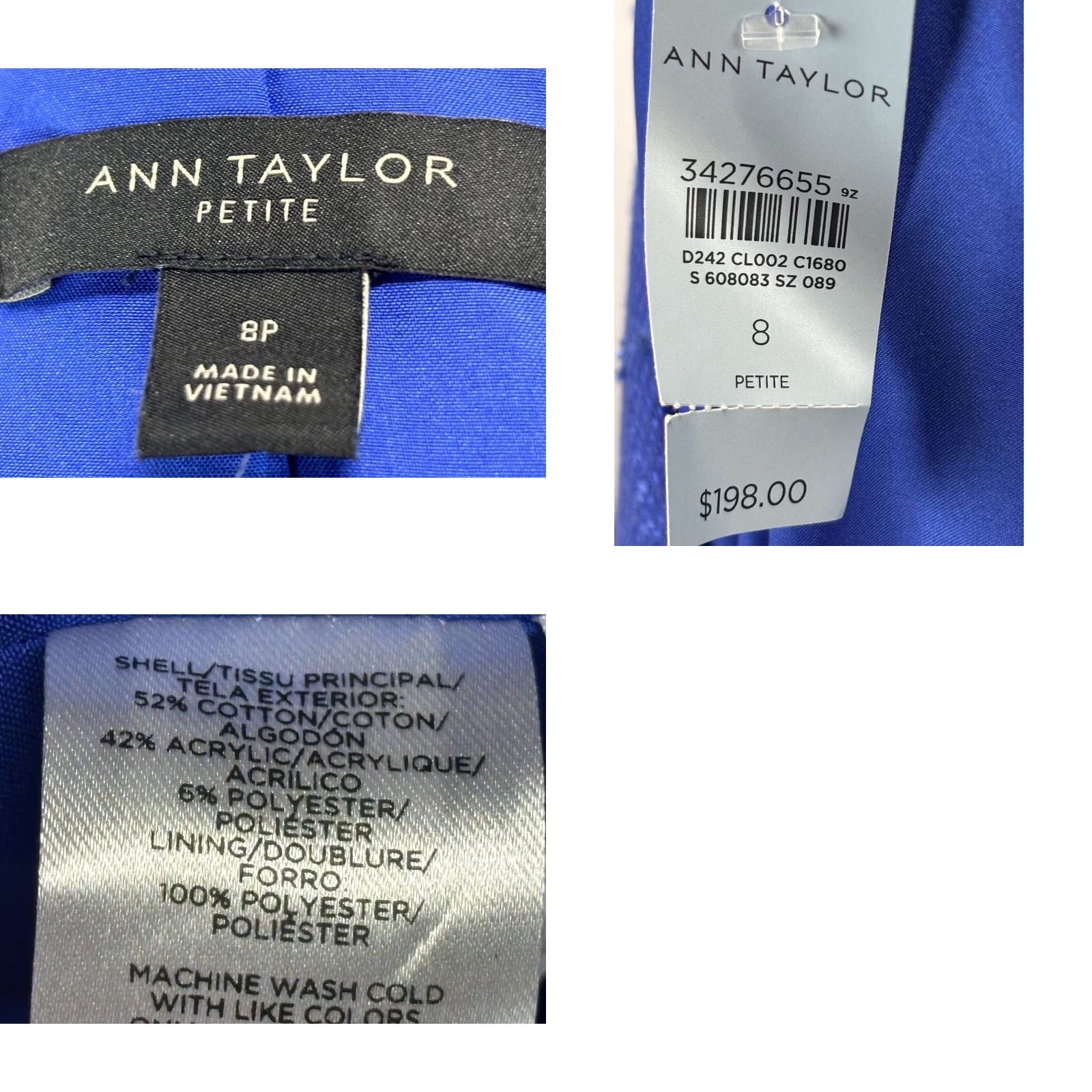 Ann Taylor VINTAGE Ann Taylor Blazer Jacket Women Petite Size 8P Long Sleeve Blue Tweed Business Fall Winter Spring Size M / US 6-8 / IT 42-44 - 8 Thumbnail