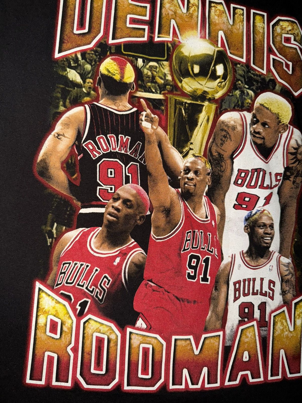 NBA Vintage Dennis Rodman Chicago Bulls player graphic black tee Size US M / EU 48-50 / 2 - 3 Thumbnail