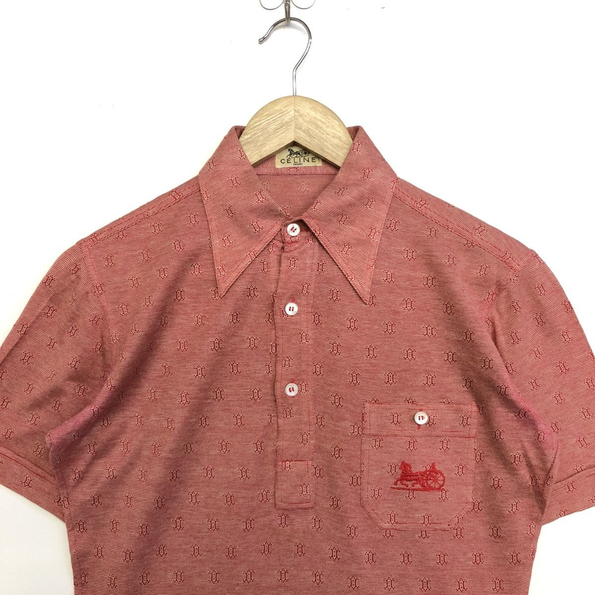 Celine Vintage CELINE Paris Monogram Retro Design Polo Shirt Size US S / EU 44-46 / 1 - 2 Thumbnail