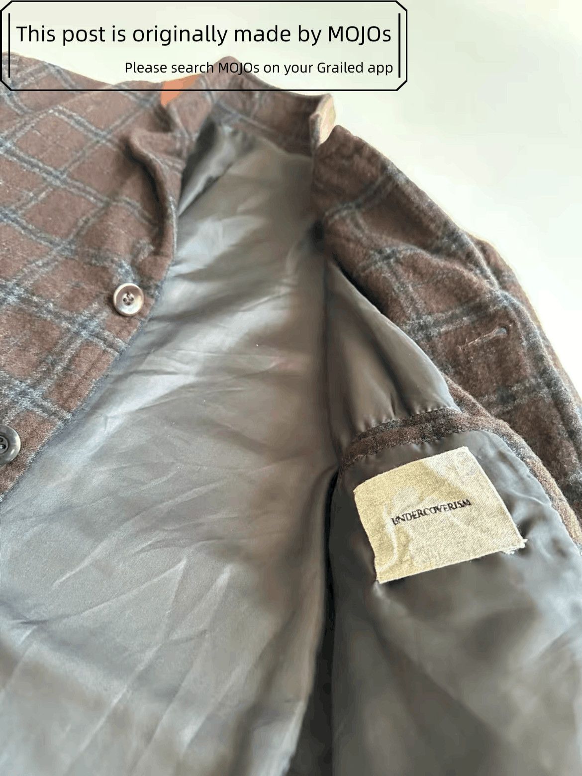 Undercover Sz 2 Undercover Leather Neck Fulling Milling Plaid Coat Size US M / EU 48-50 / 2 - 4 Thumbnail