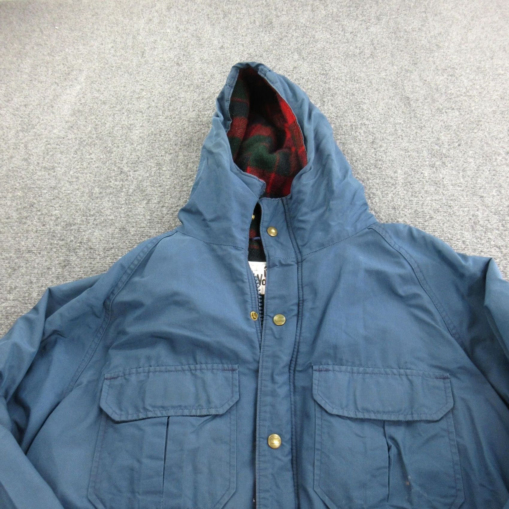 Vintage Woolrich Jacket Mens Large Blue Canvas Parka Wool Lined Hooded Outdoor Size US L / EU 52-54 / 3 - 2 Thumbnail