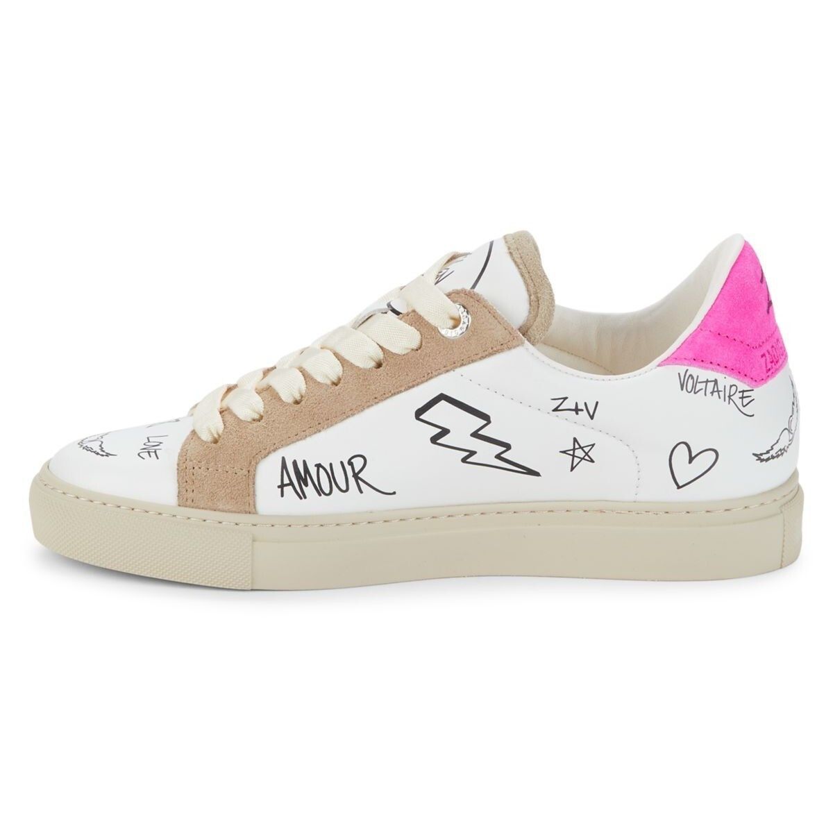 Zadig & Voltaire Charms Print Logo Leather & Suede Sneakers EU 40 / US 10 NEW Size US 10 / IT 40 - 3 Thumbnail