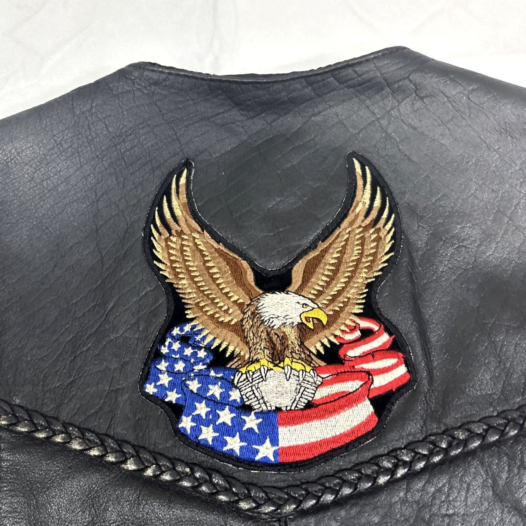 Vintage VINTAGE Hot Leathers Motorcycle Vest Men’s Side 48 Black Braided Patches Drawstring Side Mens Vest 48 Black Size US M / EU 48-50 / 2 - 6 Thumbnail