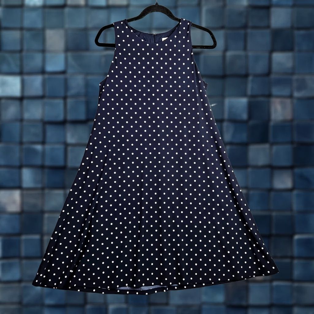 Anne Klein Anne Klein Dress Women’s 8 Navy White Polka Dot Sleeveless A Line NWT Size M / US 6-8 / IT 42-44 - 1 Thumbnail