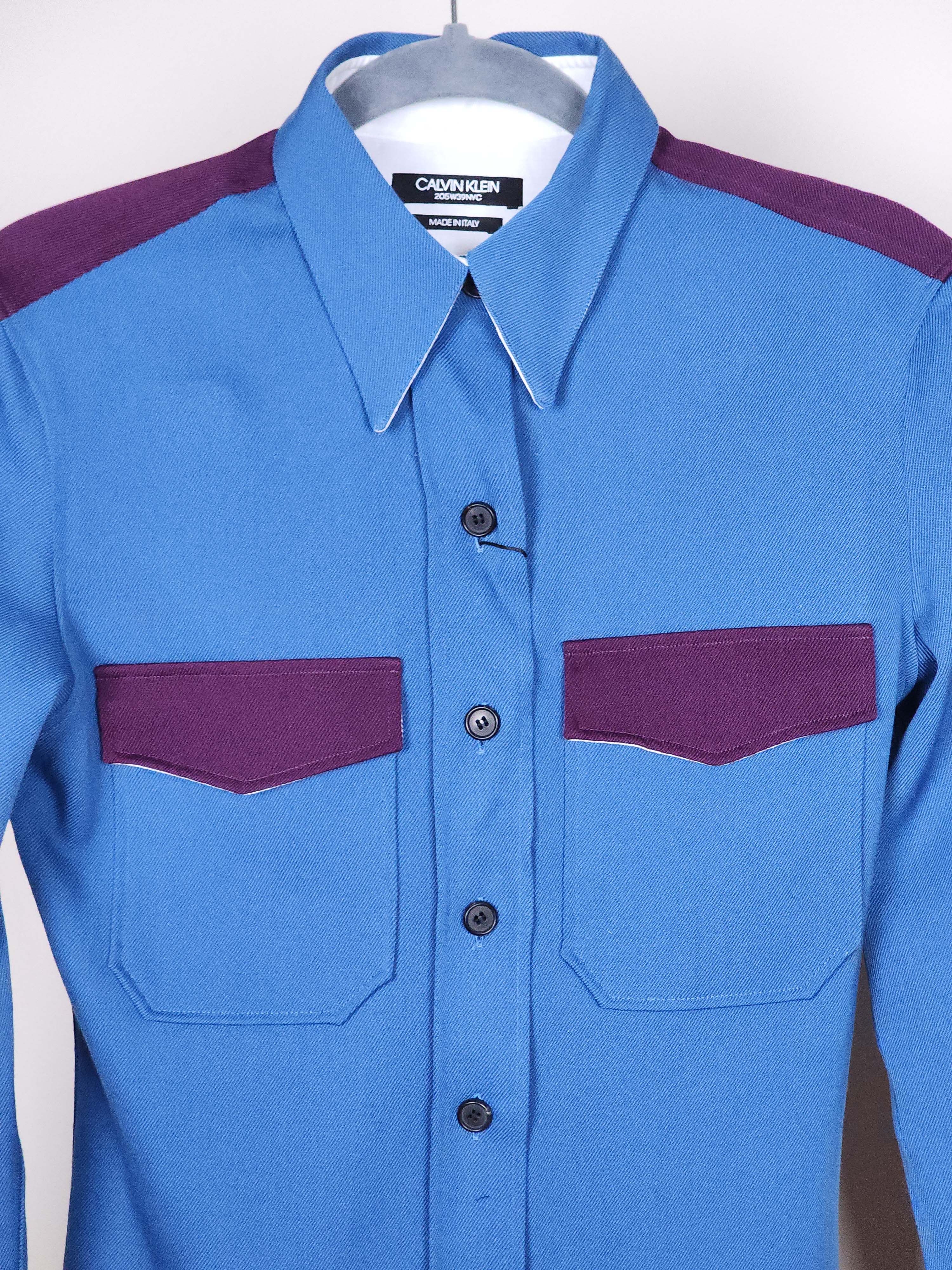 Calvin Klein 205W39NYC F/W 2017 Runway Blue Wool Cowboy Western Shirt Size S / US 4 / IT 40 - 3 Thumbnail