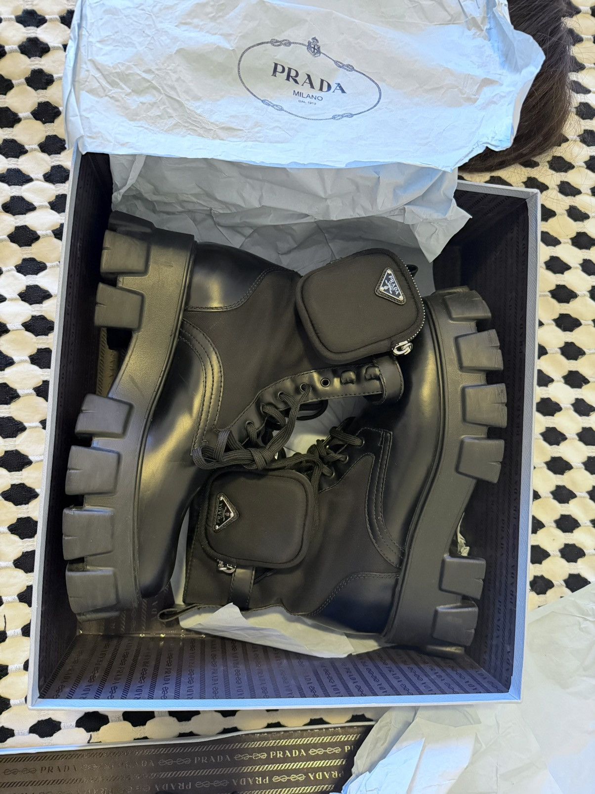 Prada Prada Monolith brushed leather and Re-Nylon boots with pouch Size US 10.5 / IT 40.5 - 1 Thumbnail