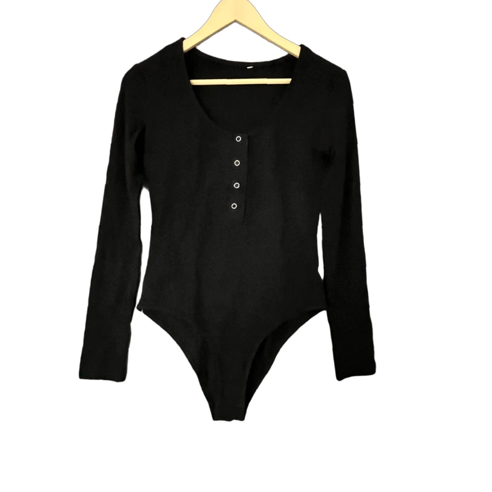 Vintage Queen.M Black Scoop Neck Bodysuit Shirt for Women Button Down M Size M / US 6-8 / IT 42-44 - 1 Thumbnail