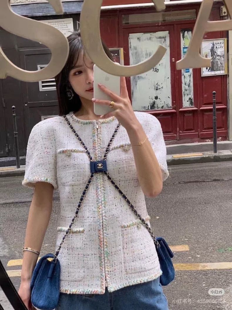 Chanel Chanel Beach series white short-sleeved tweed jacket Size XXS / US 00 / IT 34 - 2 Thumbnail