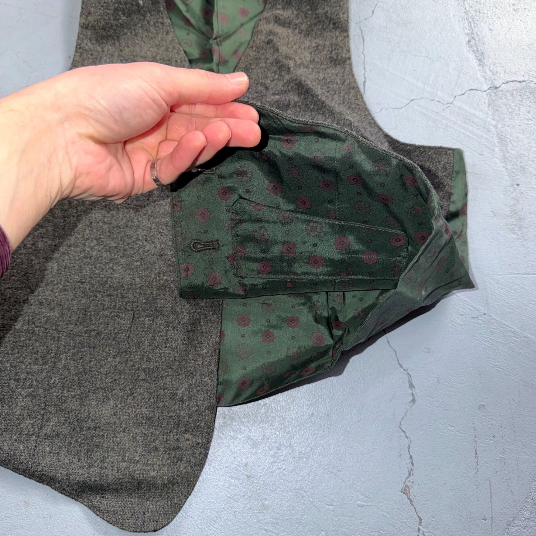 Doublet VINTAGE Vest Mens Gray Green Waistcoat Size S 1940s 1950s Double Sided Rare Suit Size US S / EU 44-46 / 1 - 4 Thumbnail