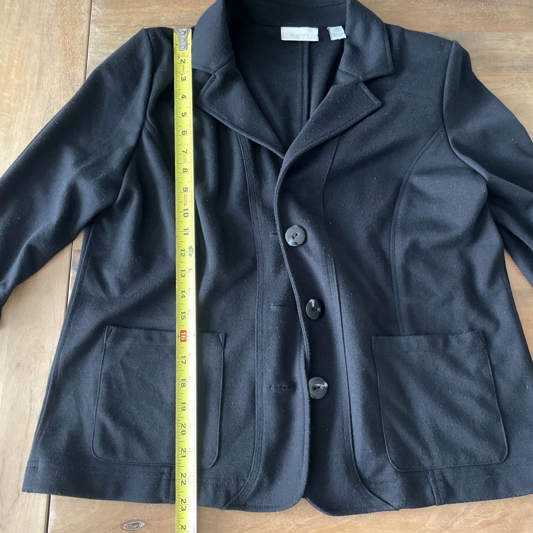 Vintage Chicos Womens Sweater Cardigan Long Sleeve Black Button Pockets 2 Regular Knit Polyester Size XS / US 0-2 / IT 36-38 - 4 Thumbnail