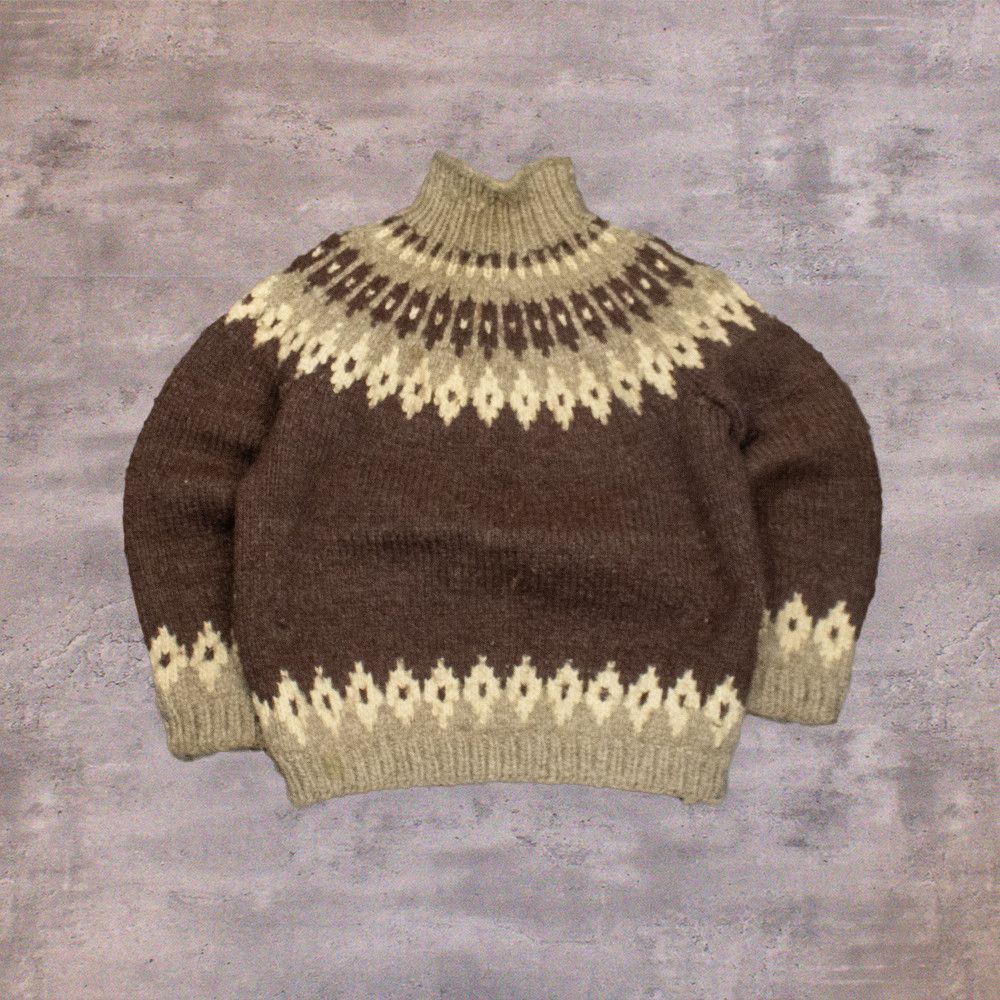 Vintage Vintage 90's Handmade Thick Wool Fleece Mock Neck Sweater Size US M / EU 48-50 / 2 - 2 Thumbnail