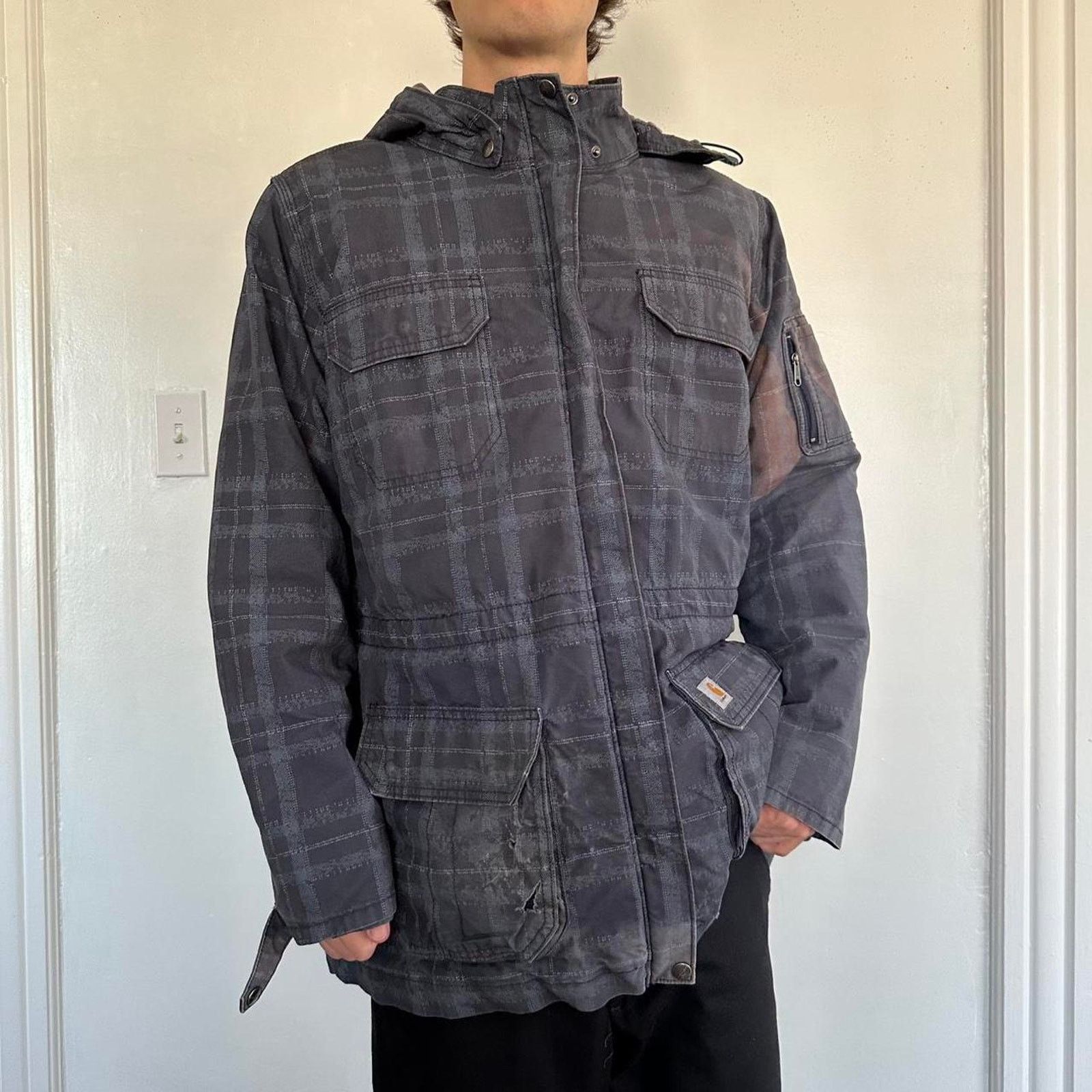 Carhartt Vintage 00s Carhartt Plaid Pocket Winter Ski Coat Jacket Size XL / US 12-14 / IT 48-50 - 6 Thumbnail