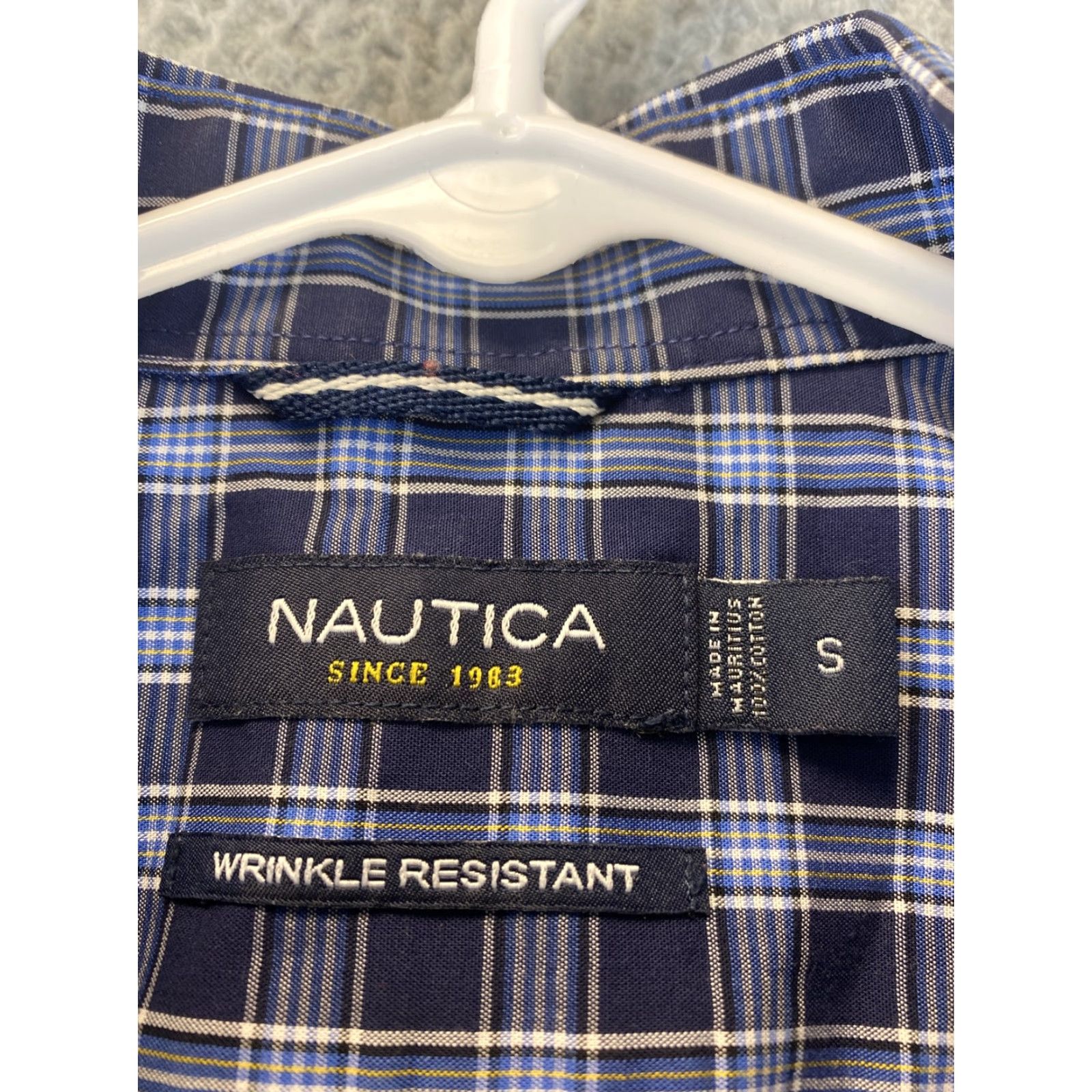 Nautica Nautica Dress Shirt Men Blue Cotton Long Sleeve Small S Check 14.5 Point Collar Barrel Cuff Regular Size Country-Region of Manufacture: China Size 36R - 5 Thumbnail