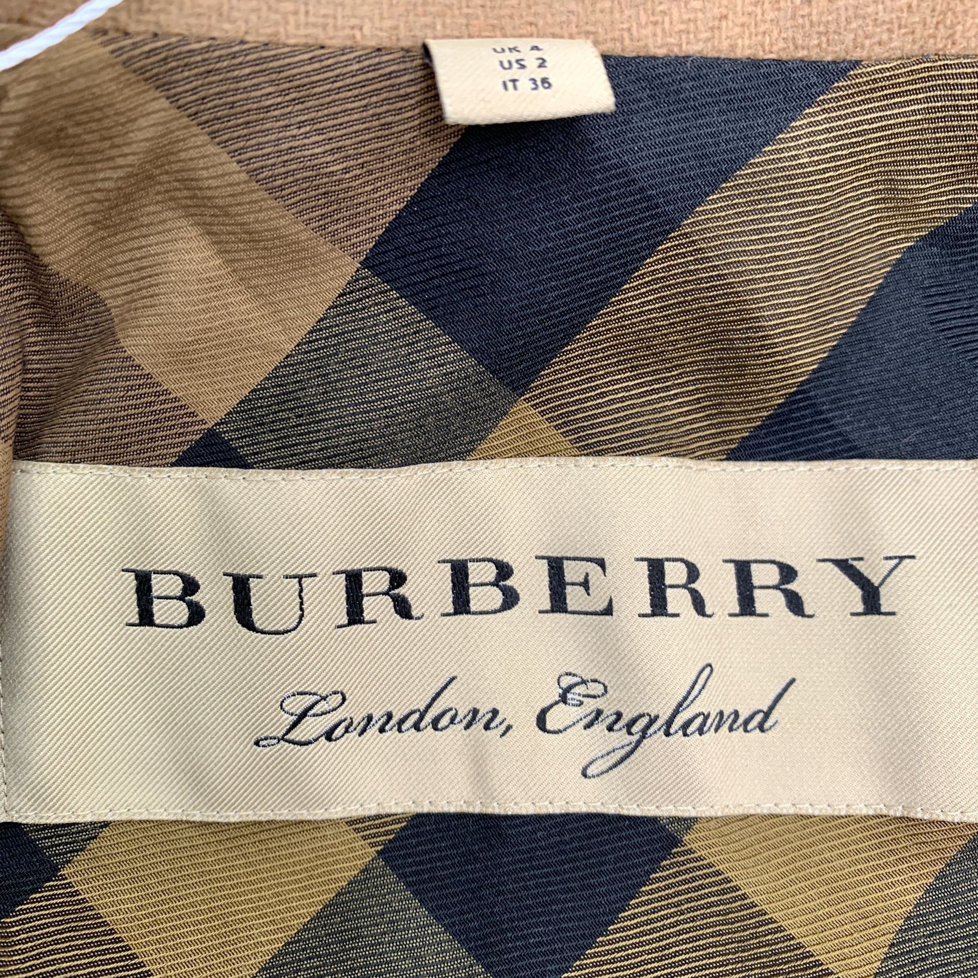 Burberry Burberry Womens Double-Breasted Wool & Polyamide Trench Coat Size XS / US 0-2 / IT 36-38 - 2 Thumbnail