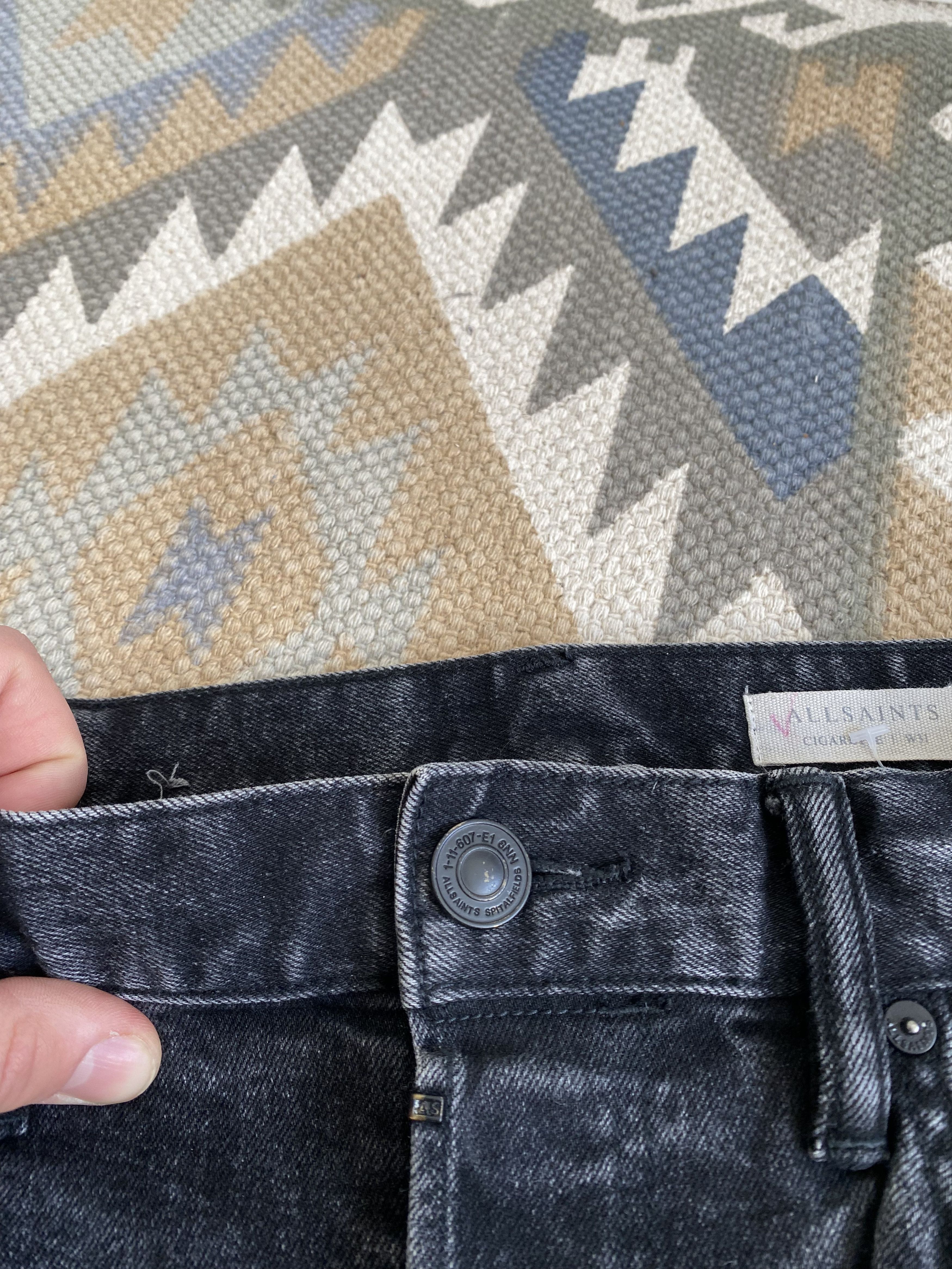 Allsaints Allsaints Cotton Black Washed Slim Denim Jeans Pants Size US 31 - 11 Thumbnail