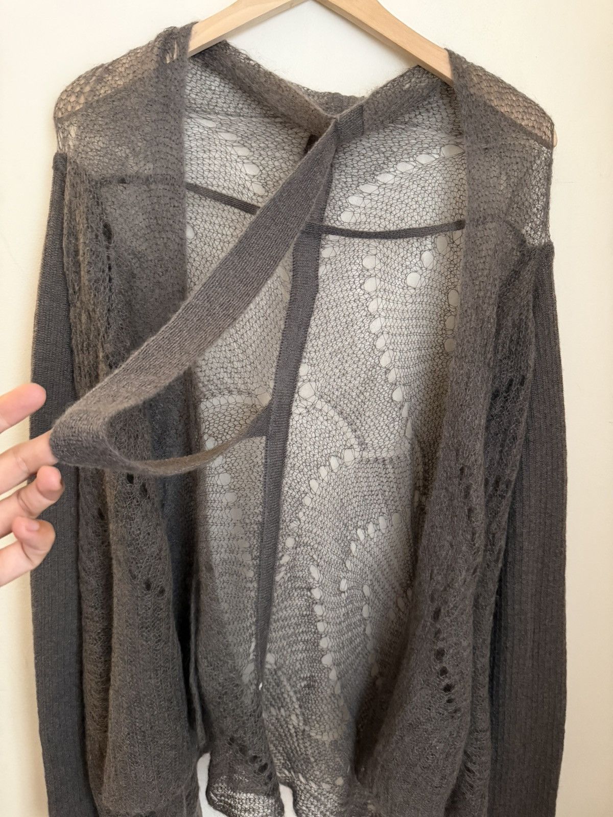 Rick Owens Rick Owens STAG FW 2008 gray open knit draped cardigan Size M / US 6-8 / IT 42-44 - 7 Thumbnail