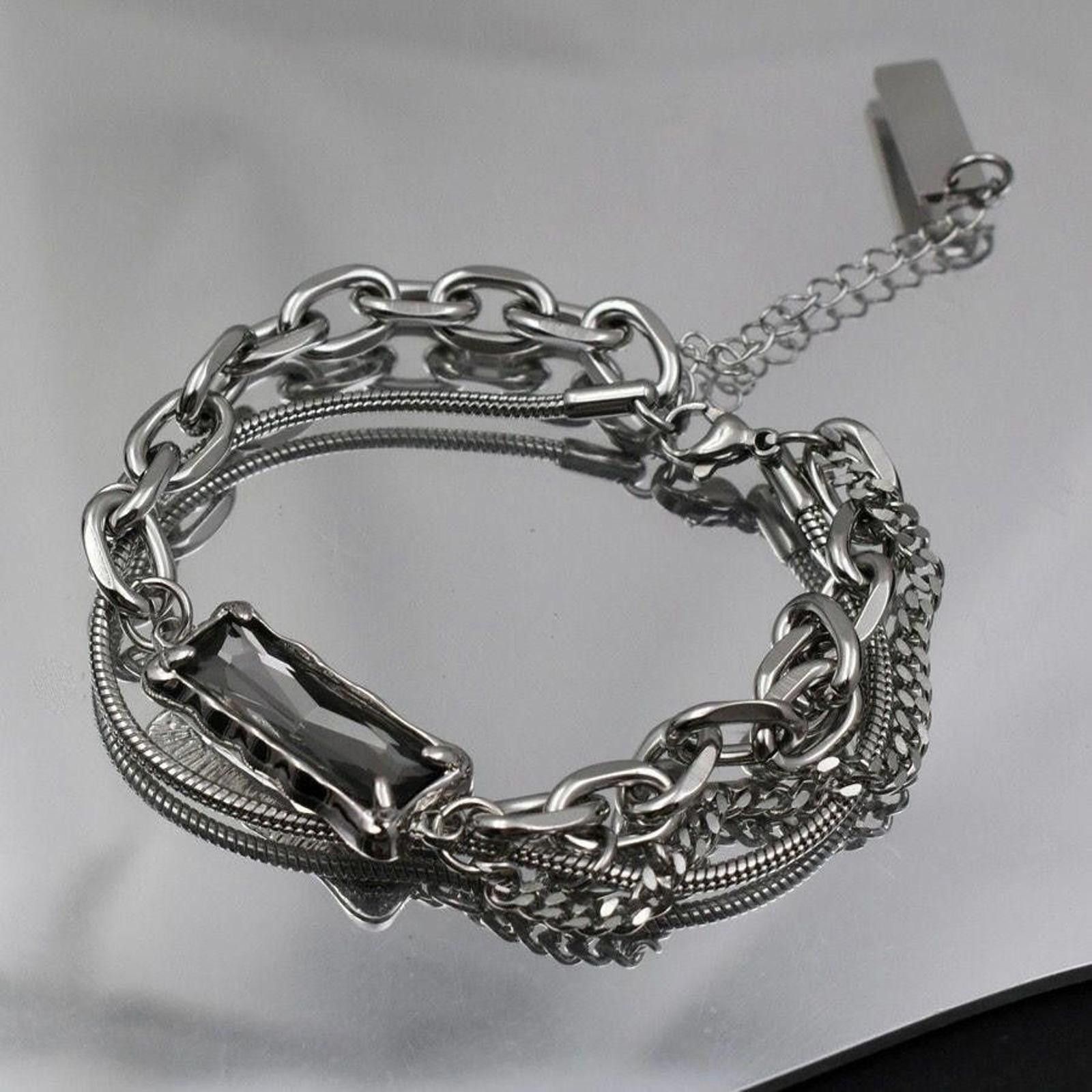 Jewelry Chain Link Silver Layered Bracelet Size ONE SIZE - 2 Thumbnail