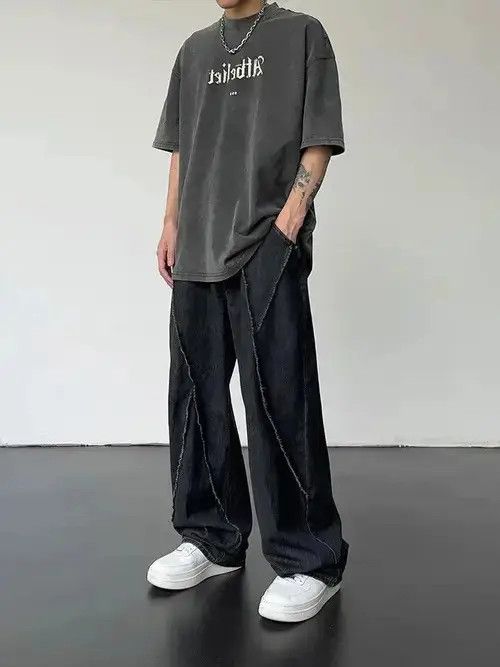 Japanese Brand × Jean Frayed Hip-hop Jeans Torn Patchwork Trousers Loose Casual Size US 34 / EU 50 - 2 Thumbnail