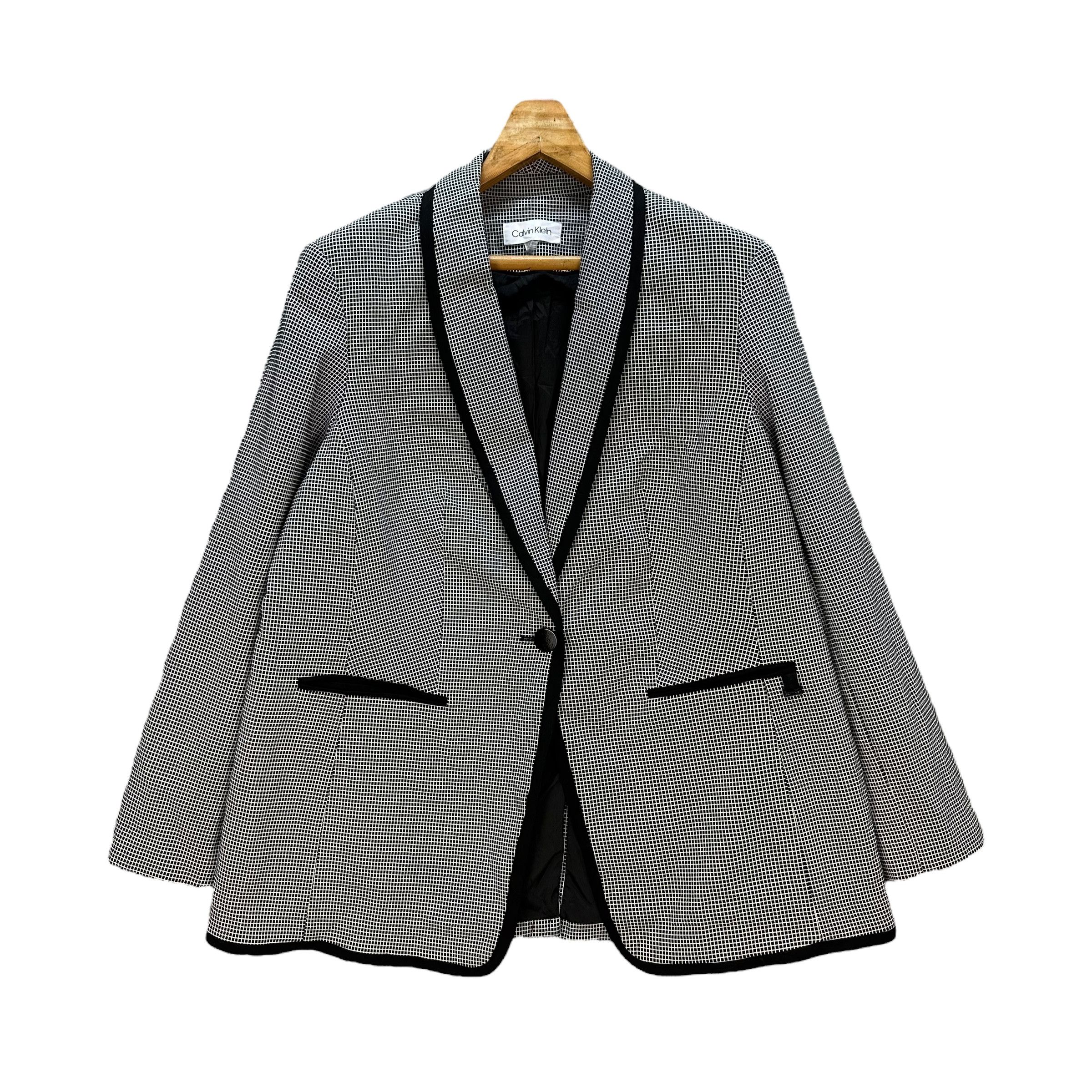 Calvin Klein CALVIN KLEIN Single Button Small Check Blazer #A71-1723 Size XL / US 12-14 / IT 48-50 - 1 Thumbnail