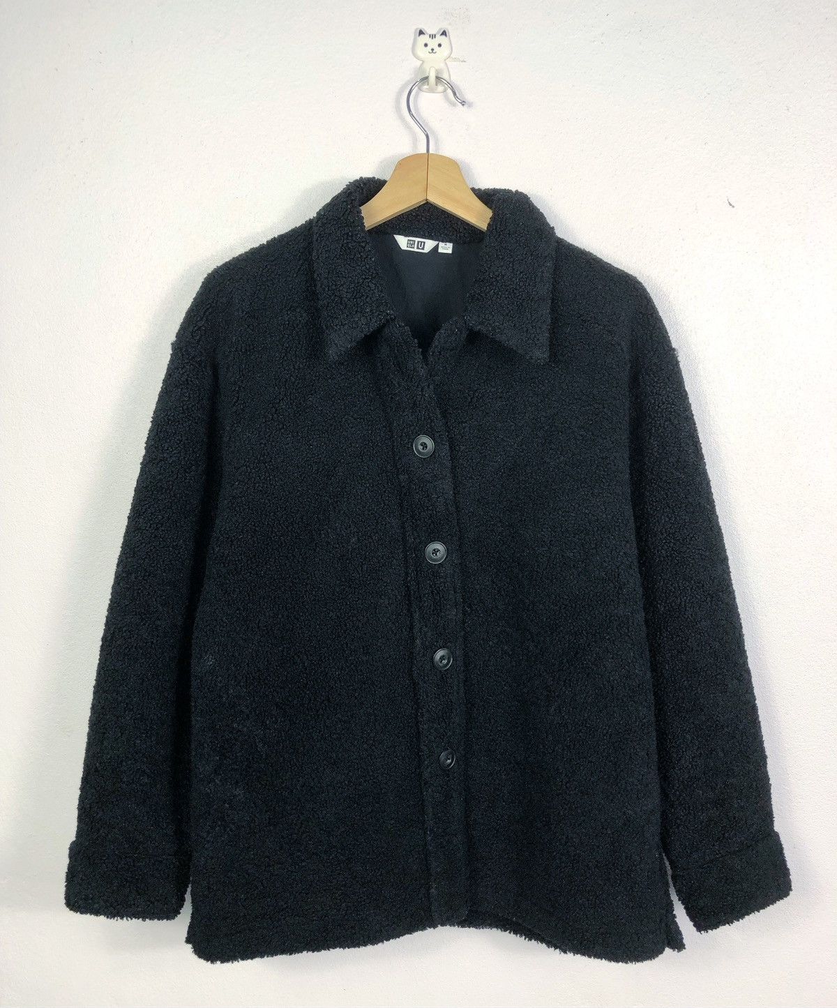 image of Christophe Lemaire x Lemaire Uniqlo U X Lemaire Deep Pile Fleece Button Jacket in Black (Size Mediu
