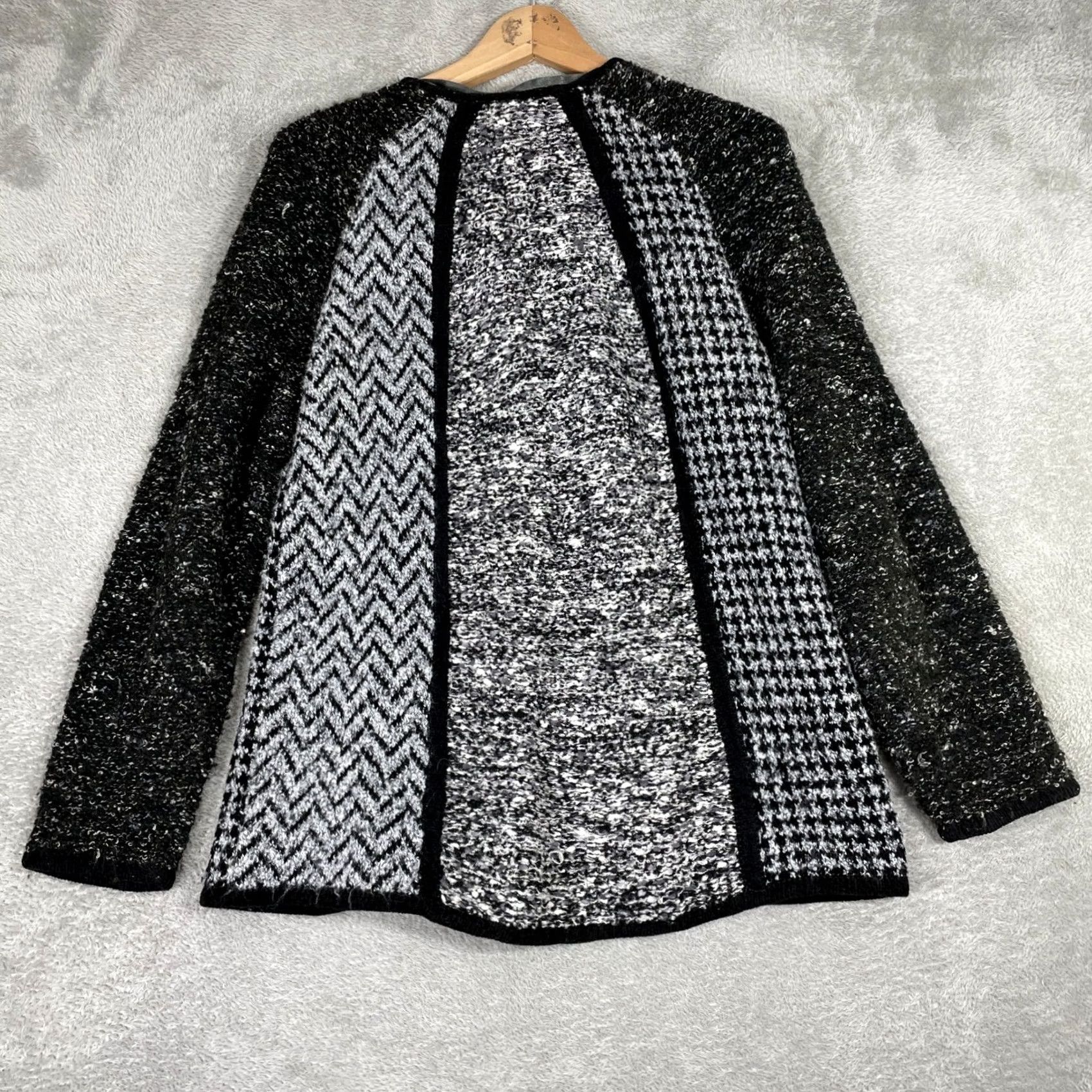 Laura Ashley VINTAGE Laura Ashley Cardigan Sweater Womens M Black Patchwork Knit Dark Academia cardigan sweater Size M / US 6-8 / IT 42-44 - 5 Thumbnail