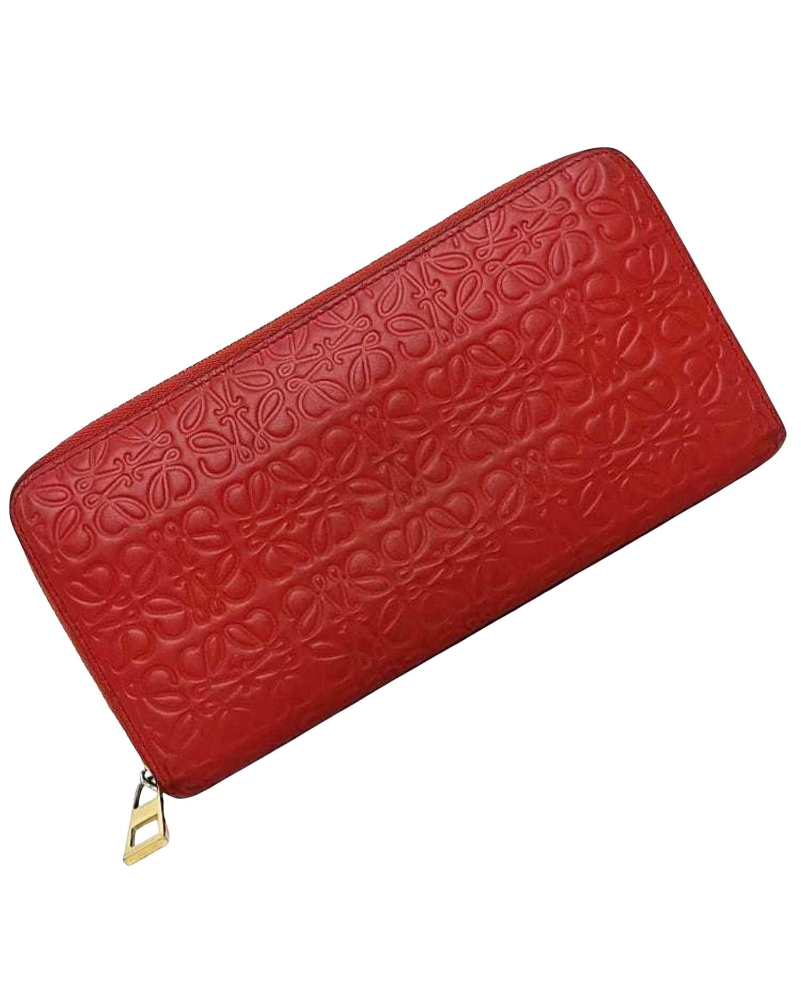 image of Loewe Repeat Zip Around Wallet in Red, Women's