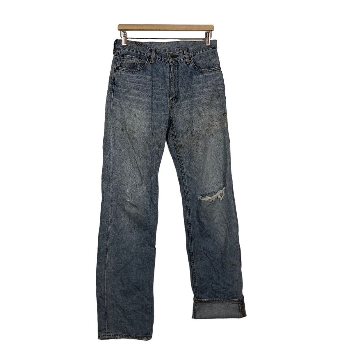 Levi's Made & Crafted 🔥RARE DISTRESSED DENIM JEAN SELVEDGES LEVI’S LEATHER PATCH Size US 29 - 9 Thumbnail