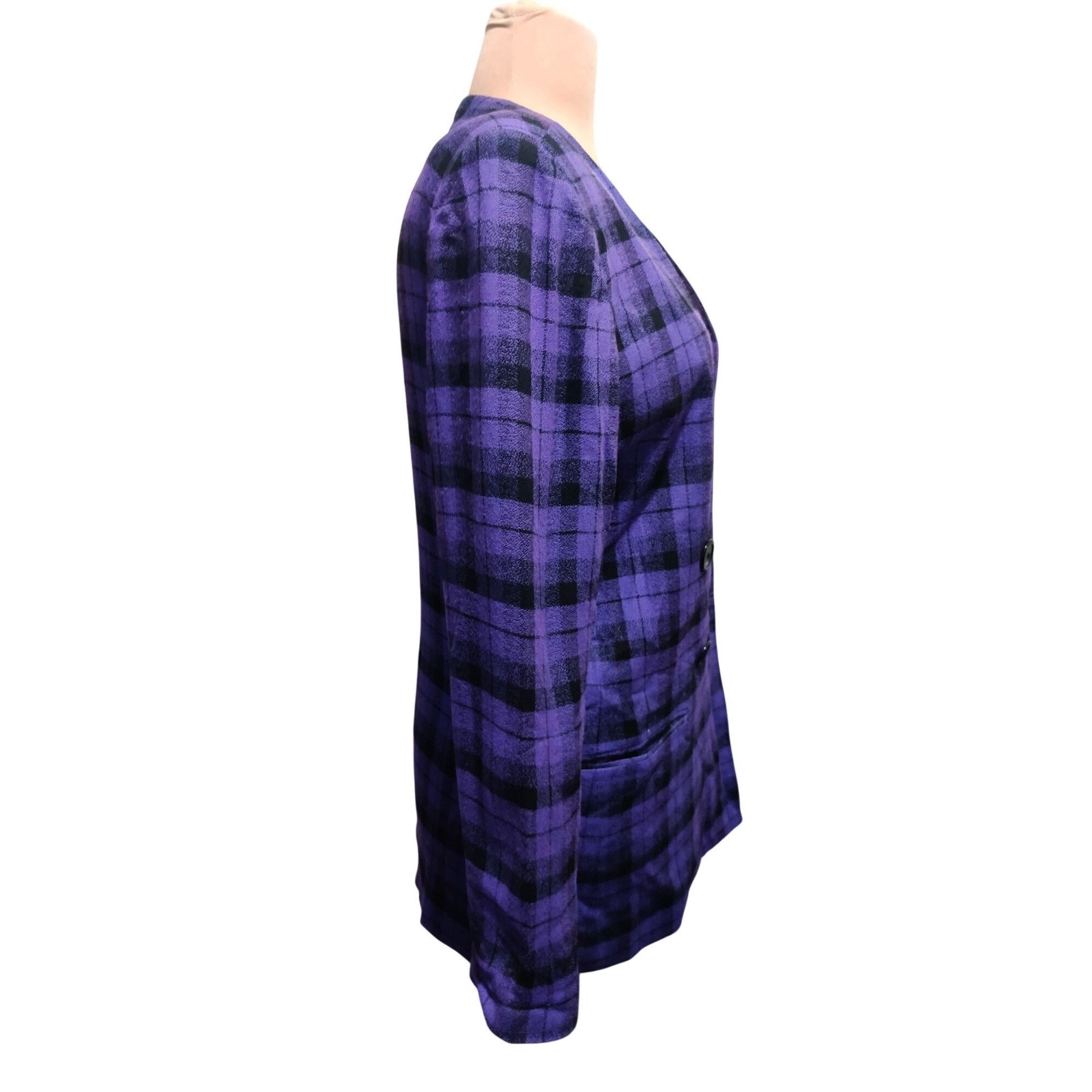 Vintage Vintage Chad Stevens 12 Purple Plaid Double Breasted Power S Size XL / US 12-14 / IT 48-50 - 4 Thumbnail