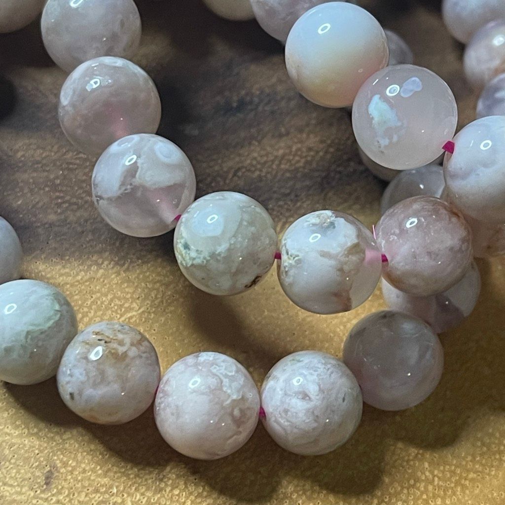 Other Flower Agate pink beaded stretch bracelet beads 7” 10mm new handmade Size ONE SIZE - 3 Thumbnail