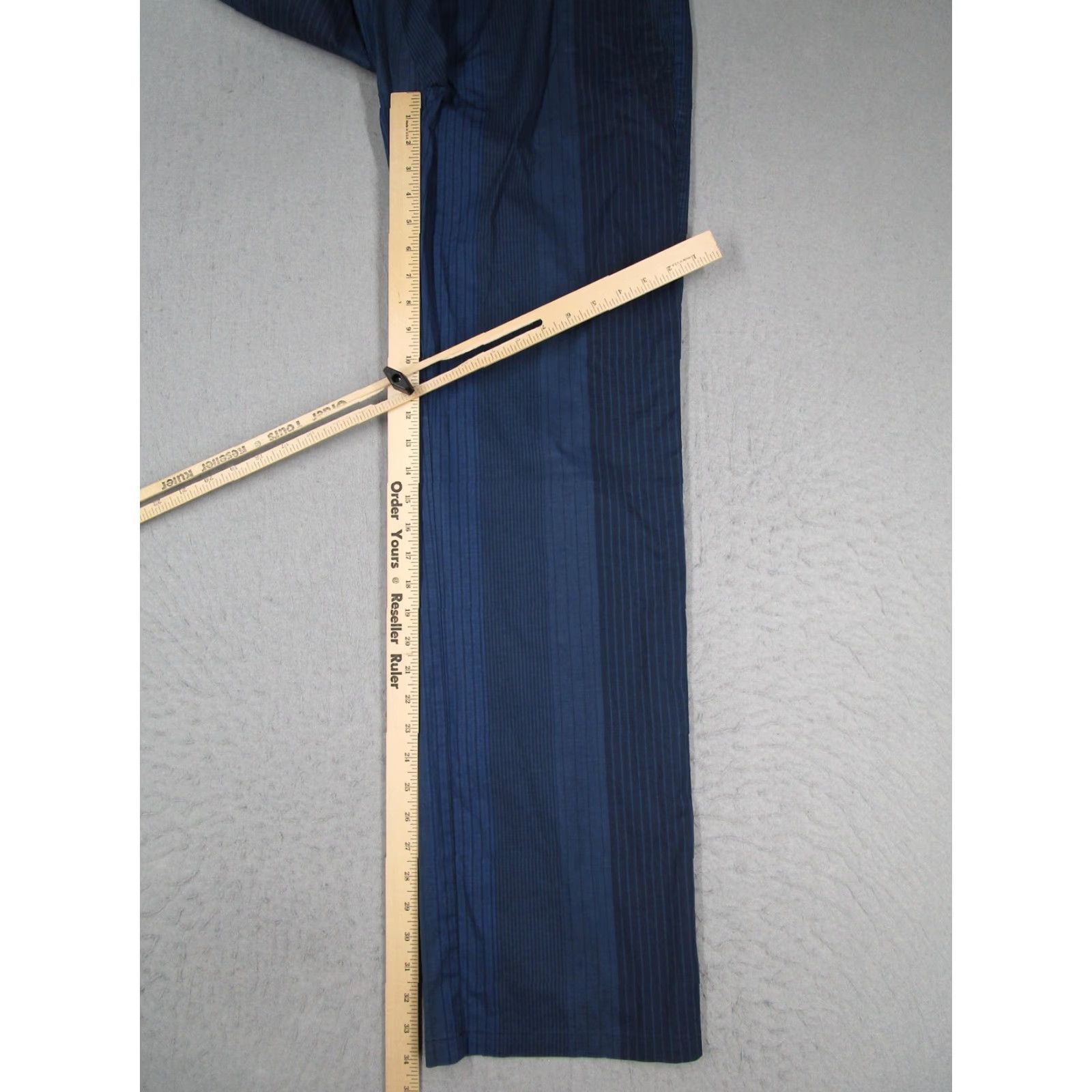 Vintage VINTAGE Messori Pants Mens EU 52 Blue Pinstripe Made in Italy Cotton Stretch Trousers 32x34 Regular Straight Front Zip Pockets 5-Pocket Design Mens Size US 36 / EU 52 - 7 Thumbnail