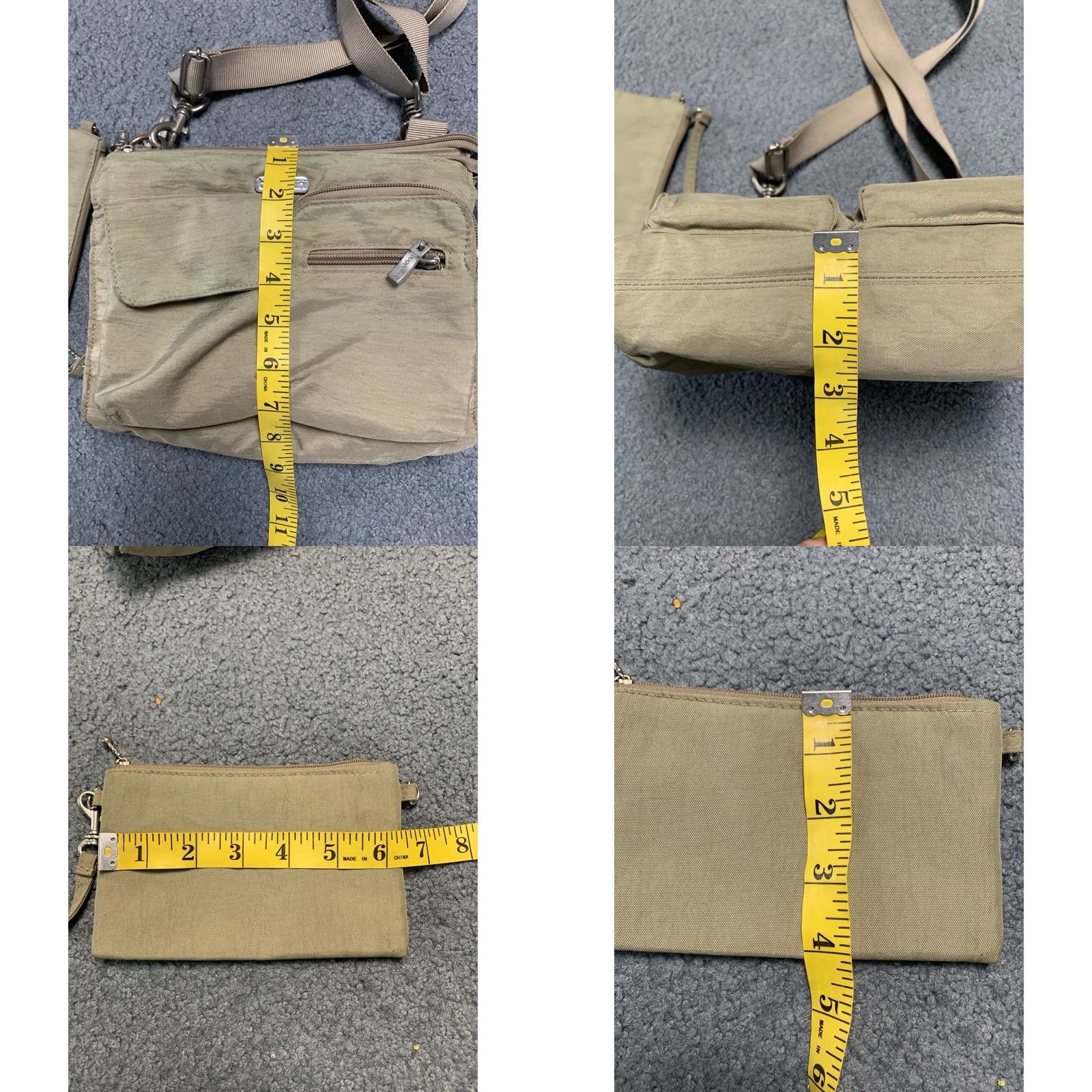Vintage Baggallini Crossbody Bag Zip Pockets Adjustable Wristlet Beige Nylon Women's Vintage No Size ONE SIZE - 9 Thumbnail