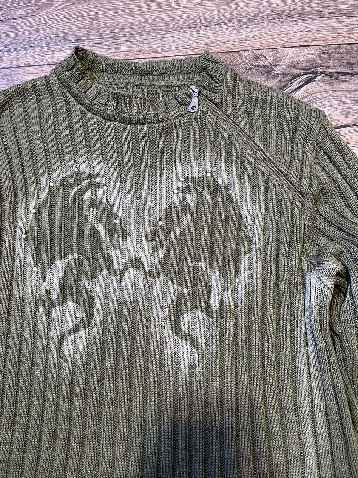 Japanese Brand × Vintage Vintage Y2K AvantGarde Tribal Dragon Rare Knit Zip Sweater Size US M / EU 48-50 / 2 - 3 Thumbnail