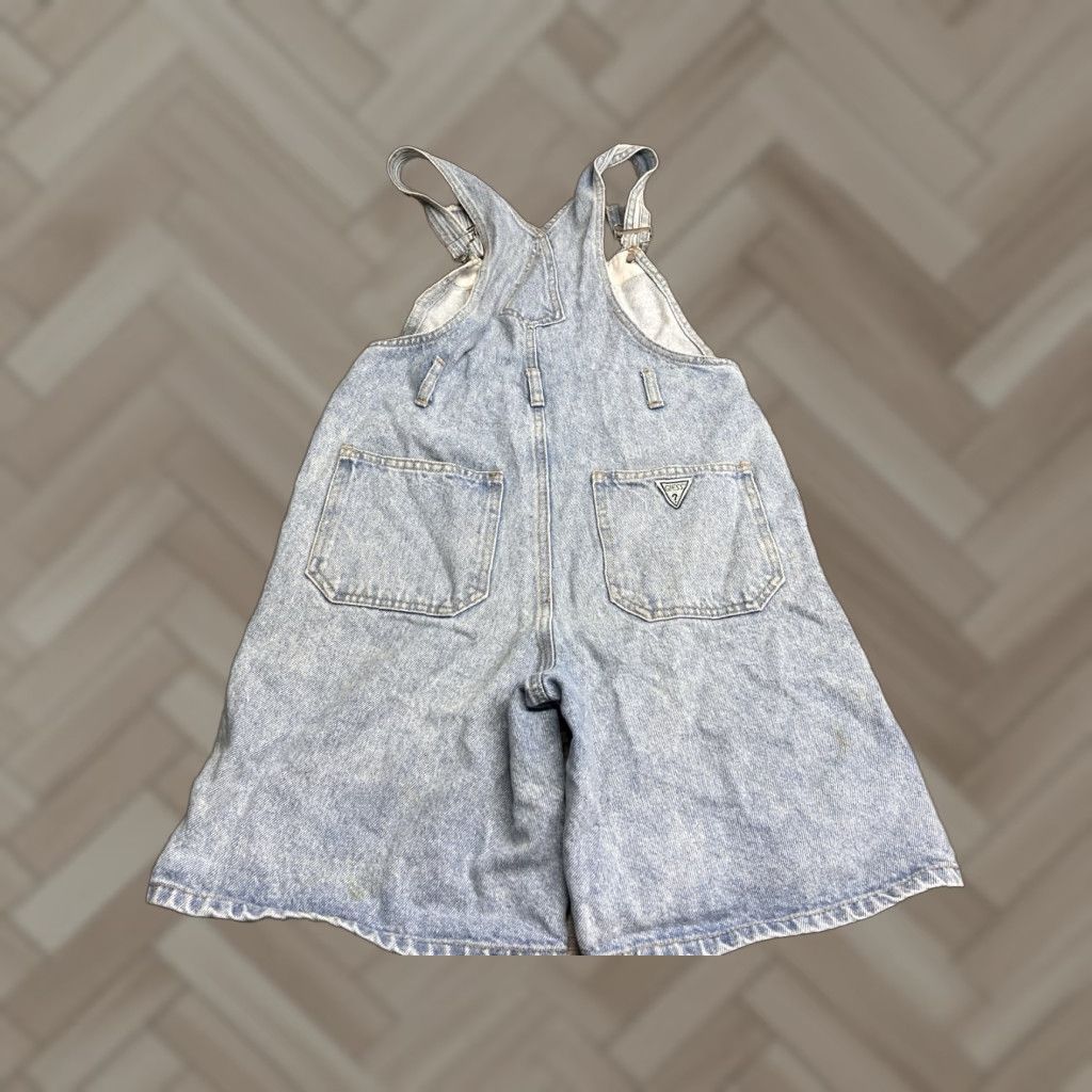 VINTAGE GUESS Shortalls Womens S Blue Denim Overalls Shorts Festival USA 90s