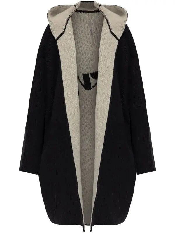 Rick Owens o1y0126 Hooded Coat in Black/Light Beige Size S / US 4 / IT 40 - 1 Thumbnail