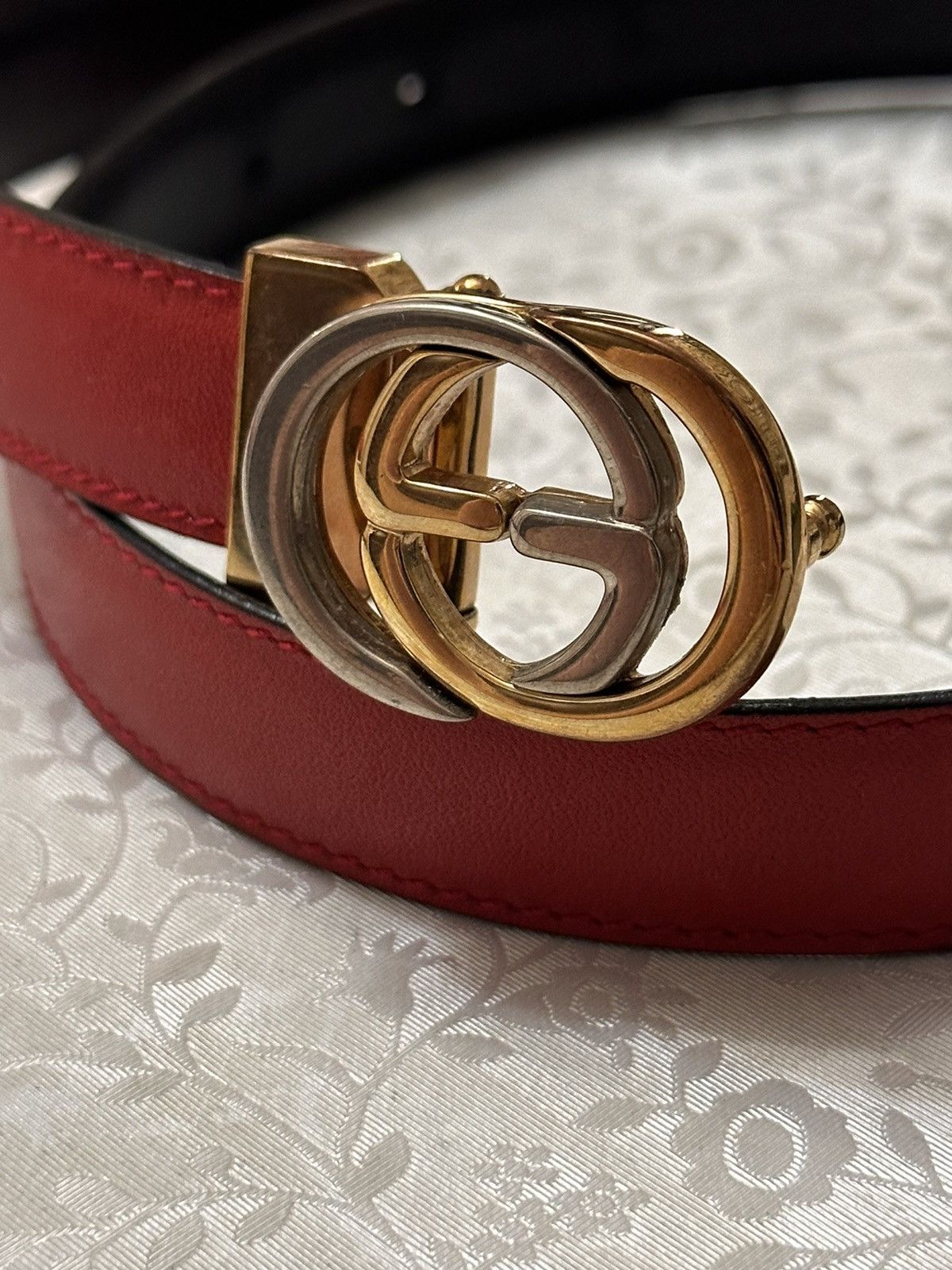 Other 90’S Gucci Vintage Rarest Y2k Luxury Red Leather Belt Size ONE SIZE - 2 Thumbnail
