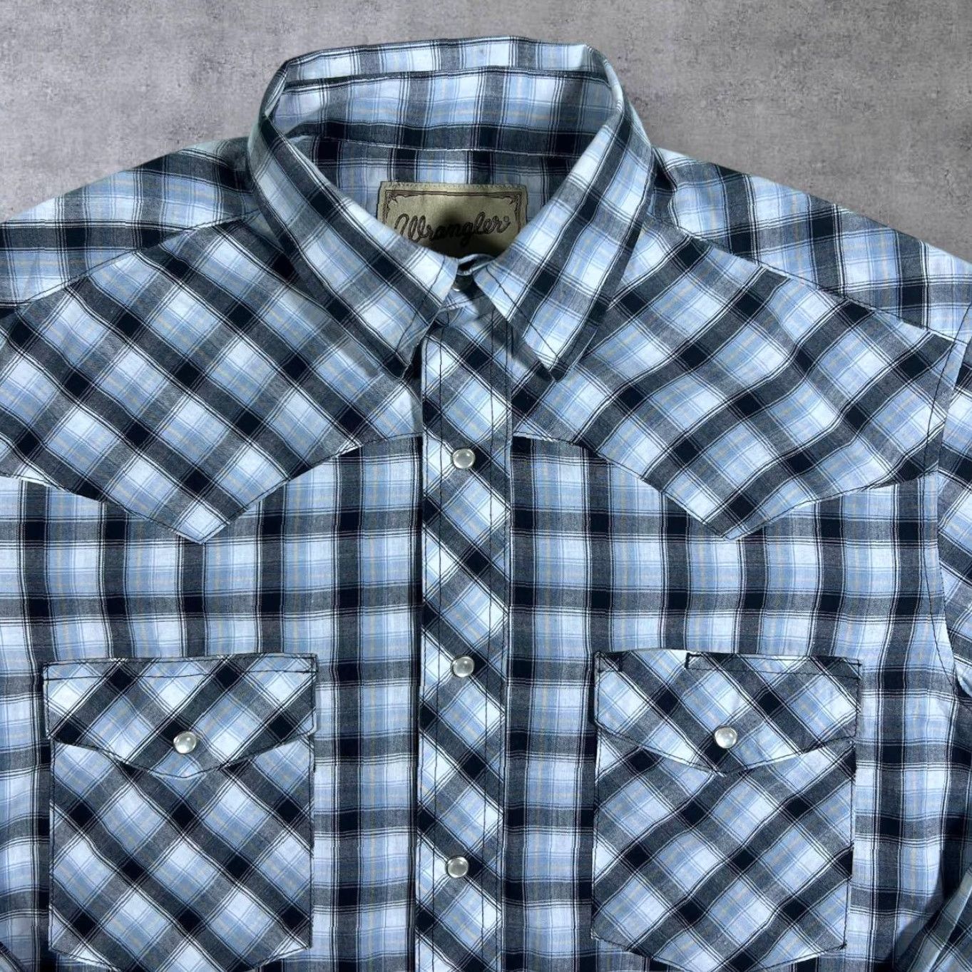 Wrangler VINTAGE Wrangler Western Shirt Mens Small Blue Black White Check Popper Long Sleeve Button-Up Size US S / EU 44-46 / 1 - 3 Thumbnail