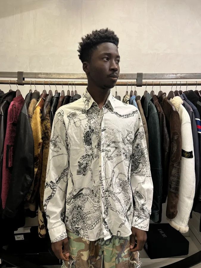 Just Cavalli AW2019 Cavalli White Chain Linked Mafia Shirt Size US S / EU 44-46 / 1 - 2 Thumbnail