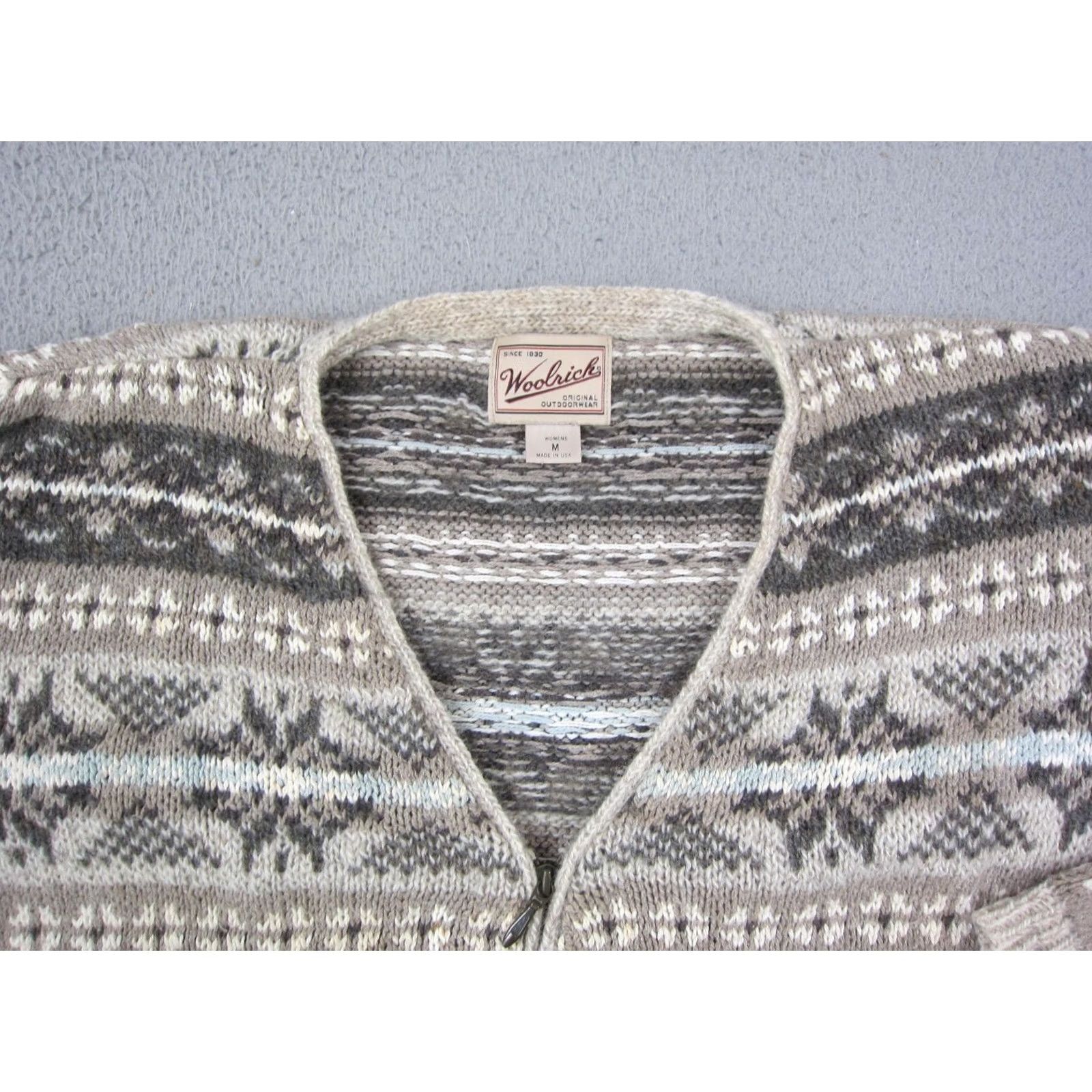 Vintage VINTAGE Woolrich Sweater Cardigan Womens M Beige Fair Isle Full Zip 90s Cozy Woolrich Womens Size M Beige Cardigan Sweater Ladies Mens? Size M / US 6-8 / IT 42-44 - 3 Thumbnail