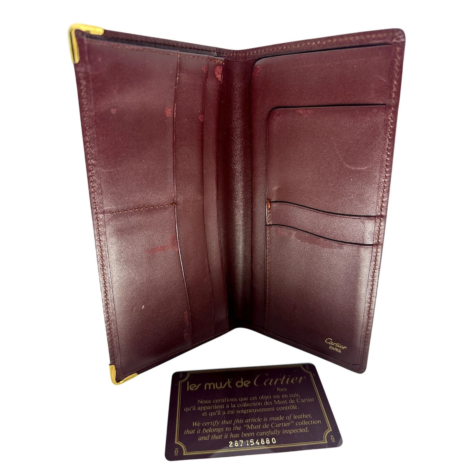Cartier Cartier Burgundy Bifold LongWallet Vintage AuthCard No Box Size ONE SIZE - 2 Thumbnail