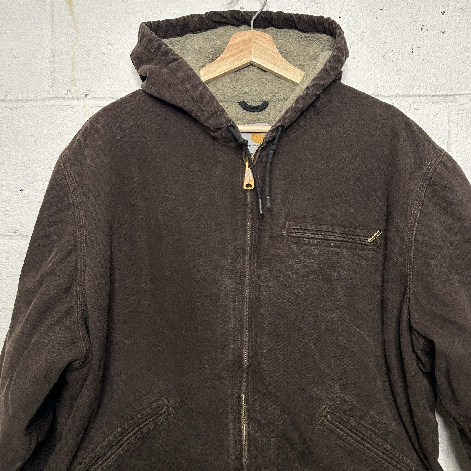 Carhartt VTG Carhartt Sherpa-Lined Hooded Detroit Jacket “Dark Brown” Size US XL / EU 56 / 4 - 3 Thumbnail