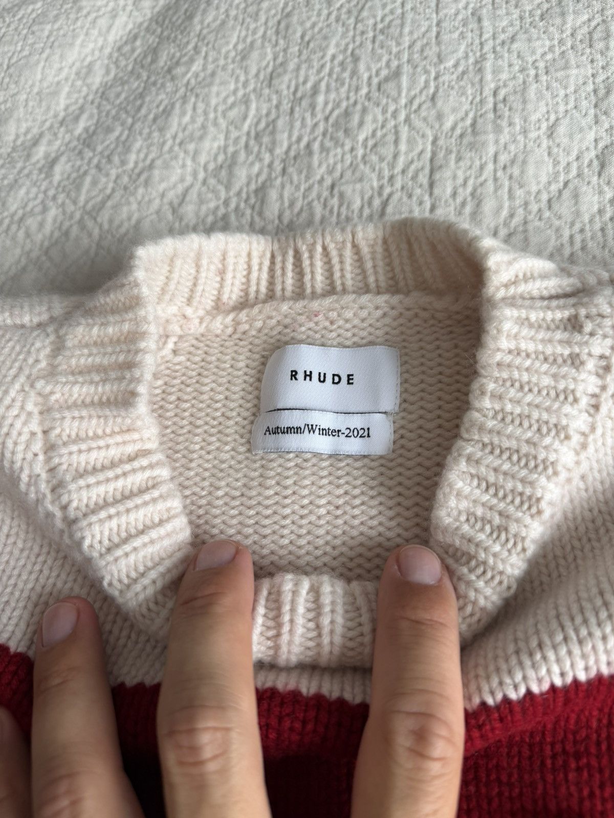 Rhude Rhude Red and Cream Knitted Sweater Size US L / EU 52-54 / 3 - 2 Thumbnail